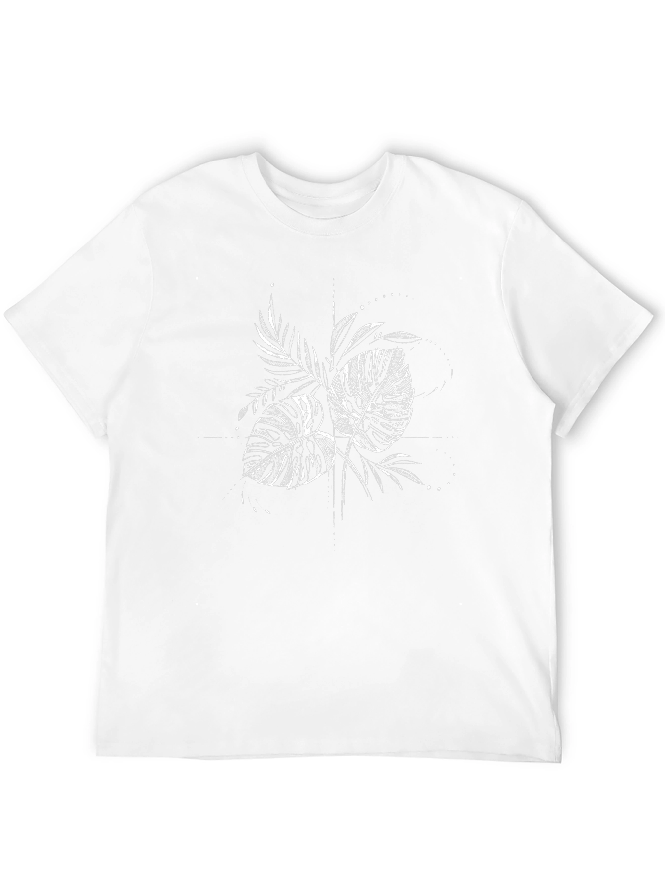 Black Tee with Tropical Leaf Graphic