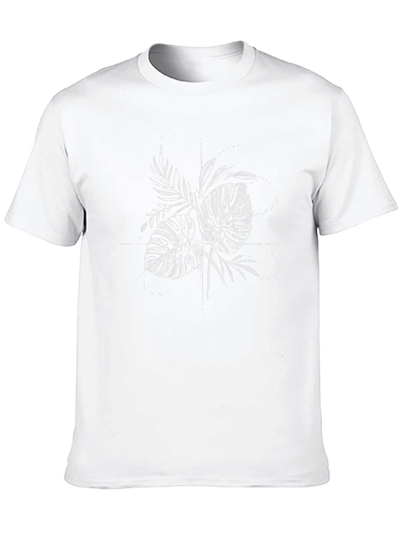 Black Tee with Tropical Leaf Graphic