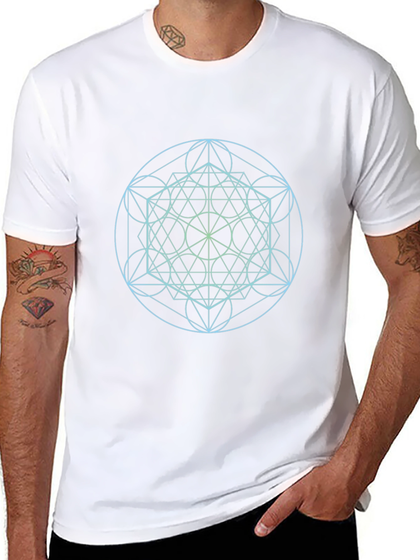 Geometric Print Black T-Shirt