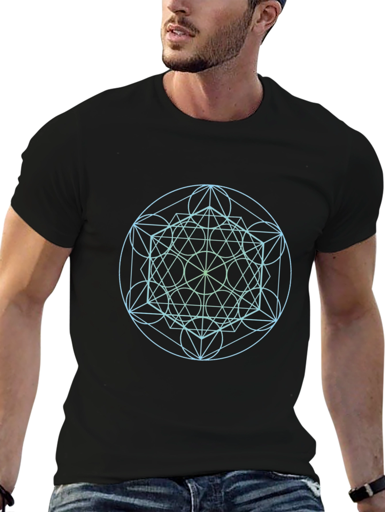 Geometric Print Black T-Shirt