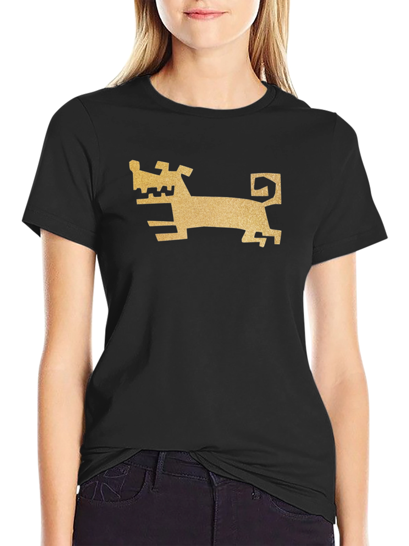 Abstract Dog Graphic Black T-Shirt