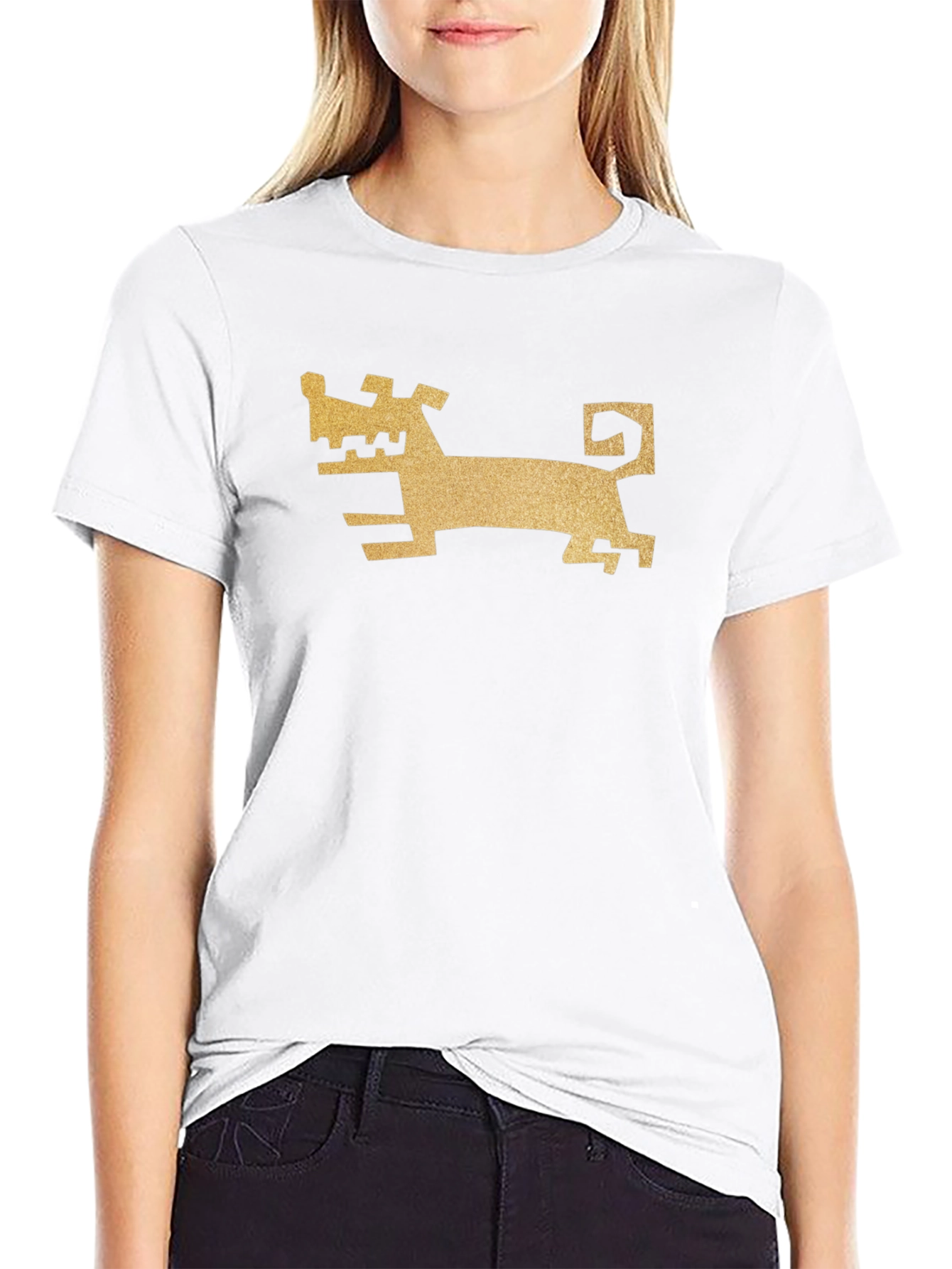 Abstract Dog Graphic Black T-Shirt