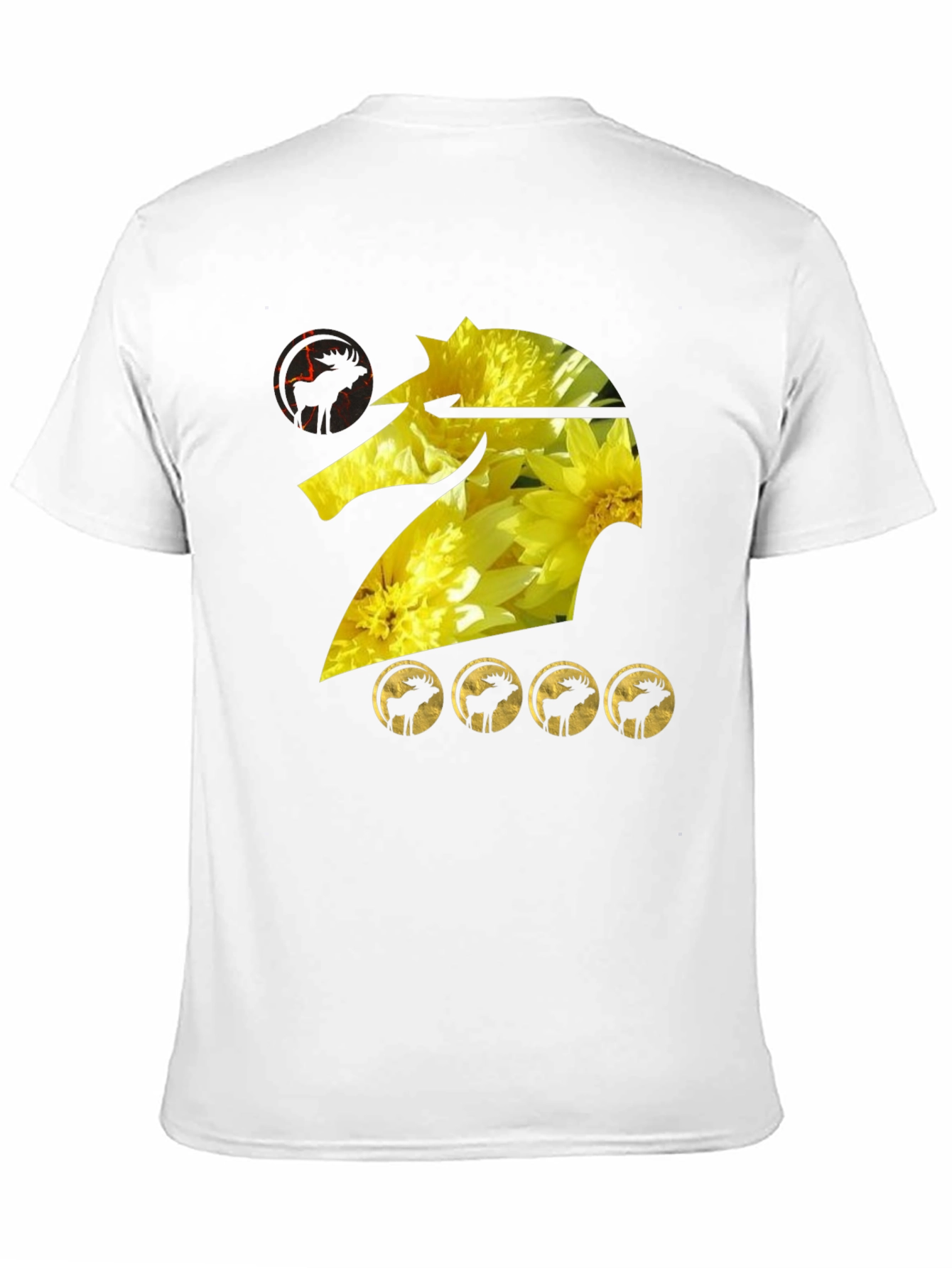 Graphic Tee: Floral Knight with Moose Silhouettes