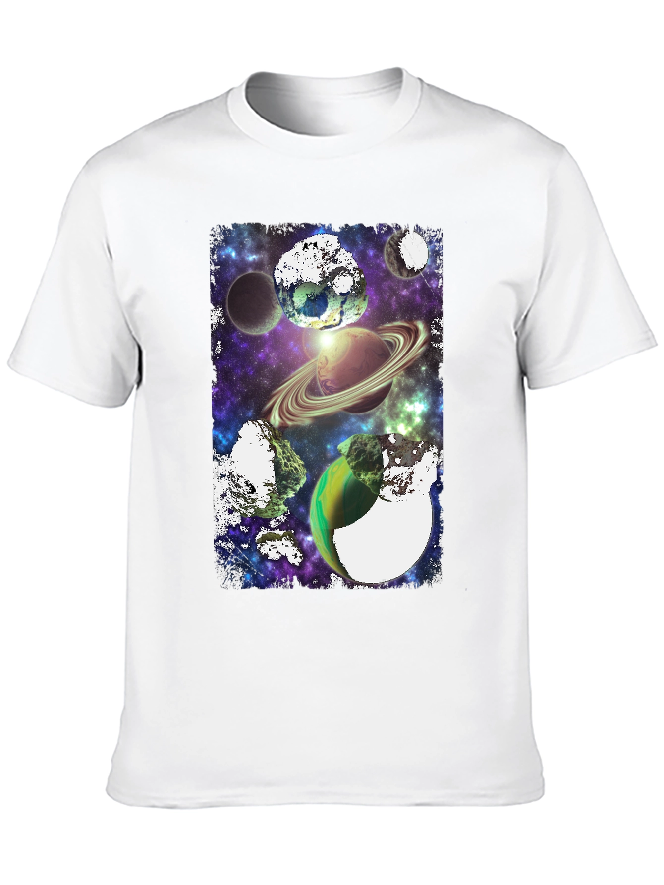 Galaxy Planets Graphic T-Shirt - Black Tee