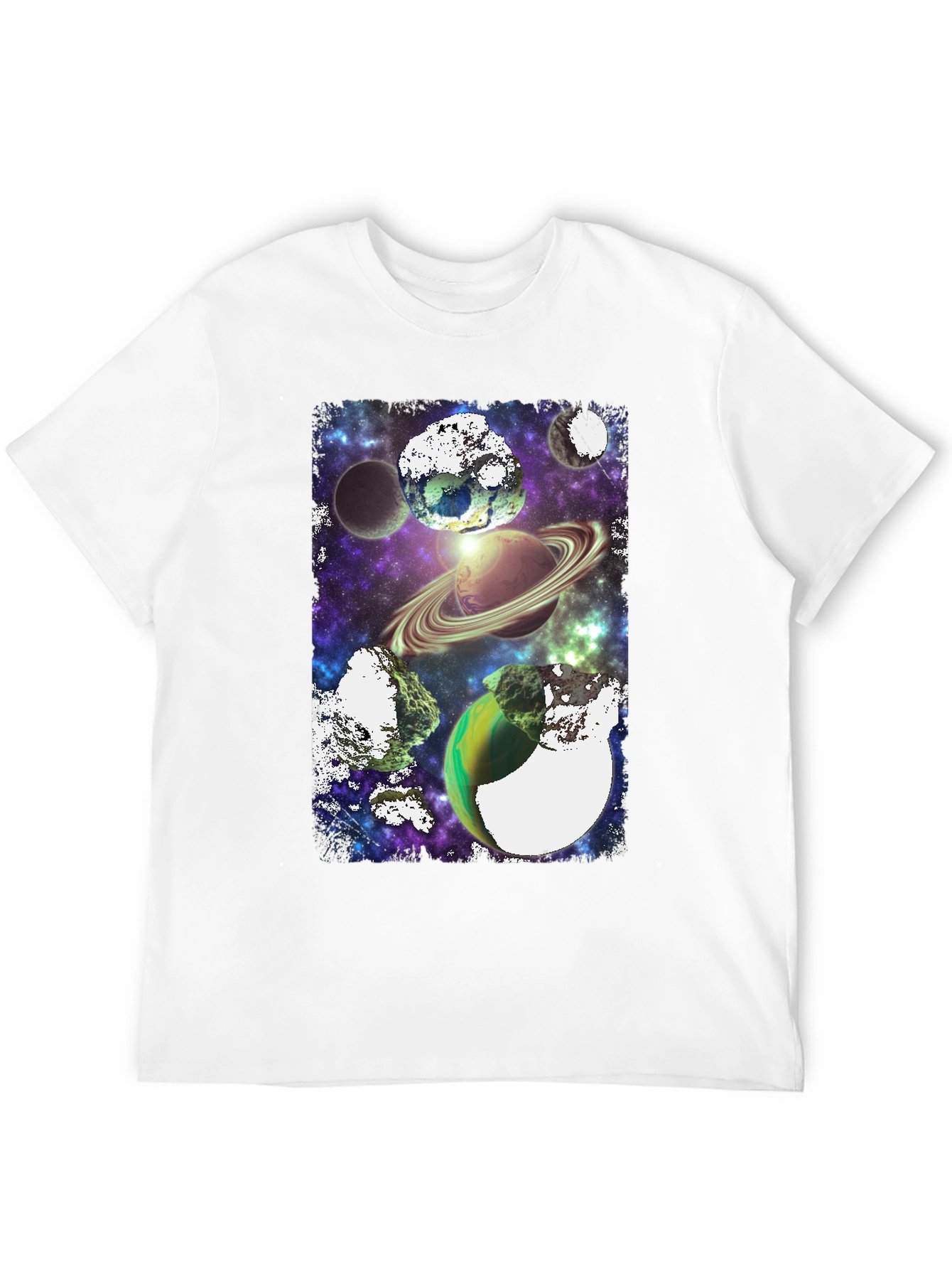 Galaxy Planets Graphic T-Shirt - Black Tee