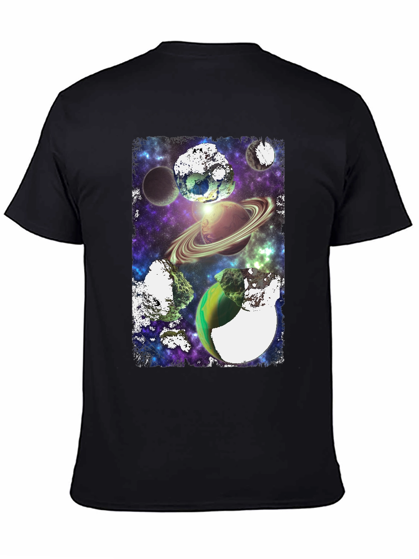 Galaxy Planets Graphic T-Shirt - Black Tee