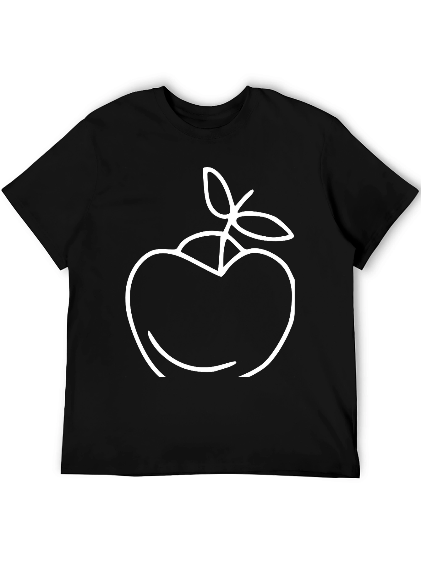 Apple Outline Graphic Tee - Stylish Black T-Shirt
