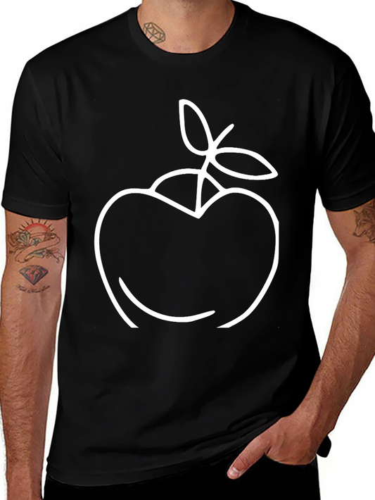 Apple Outline Graphic Tee - Stylish Black T-Shirt