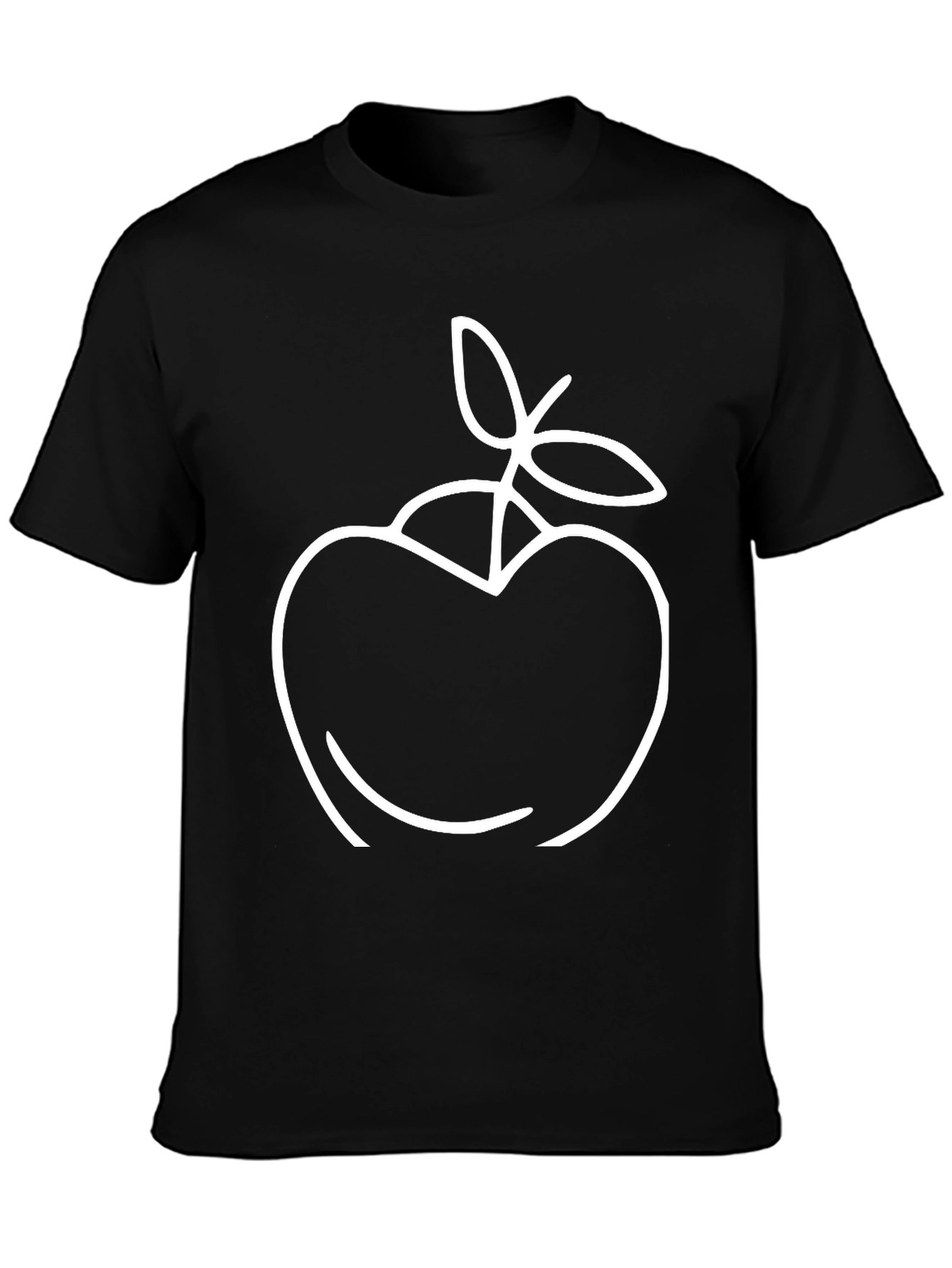 Apple Outline Graphic Tee - Stylish Black T-Shirt