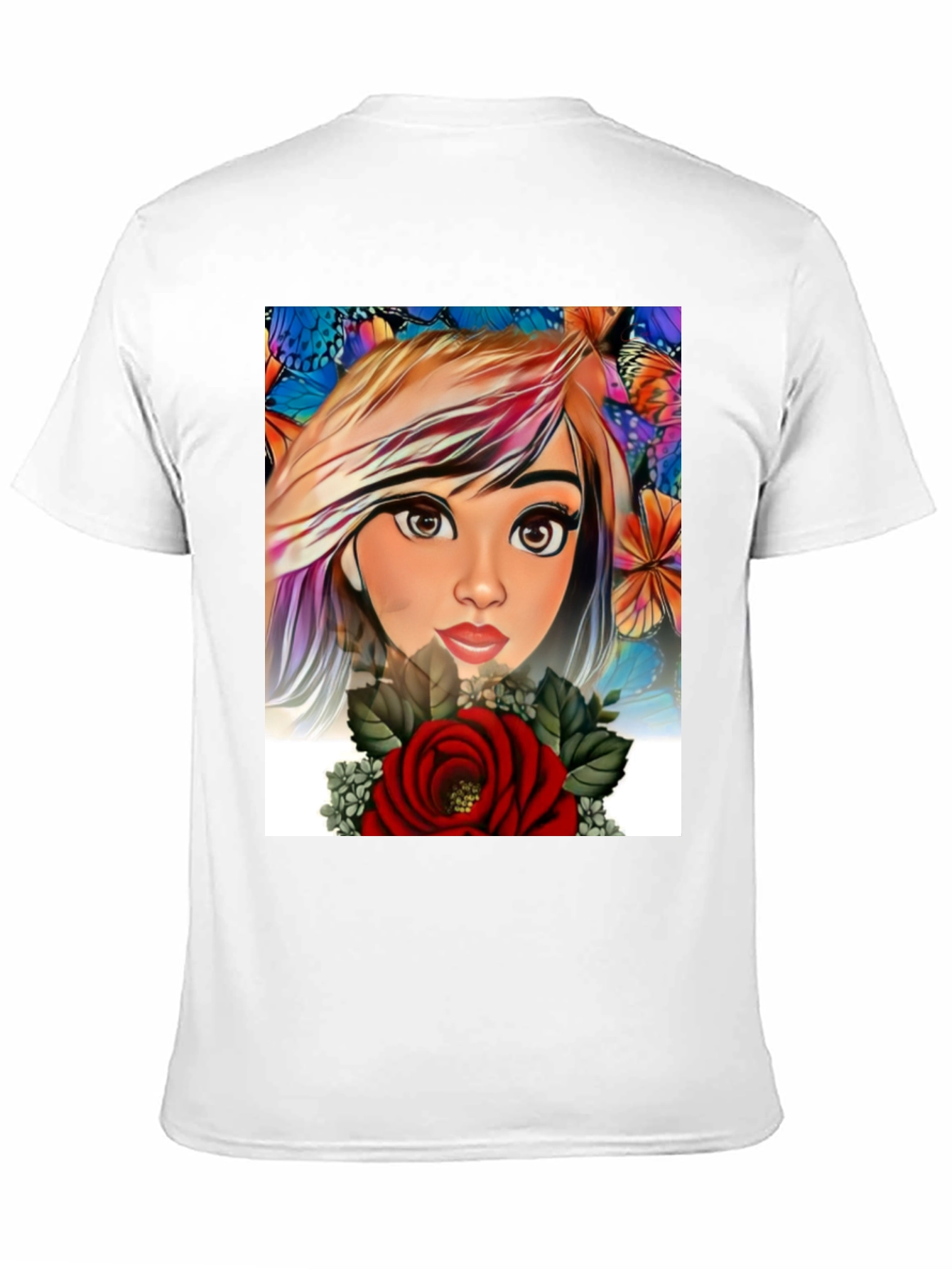 Artistic Floral Girl Graphic Print Tee