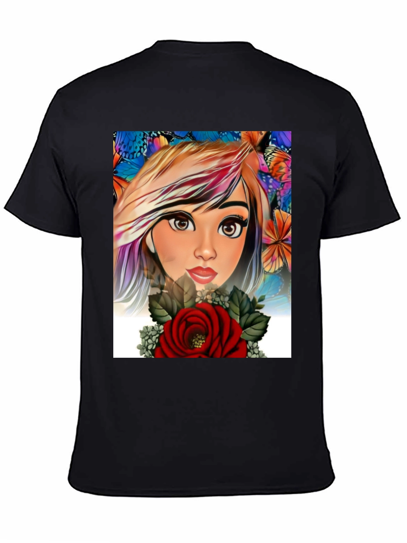 Artistic Floral Girl Graphic Print Tee