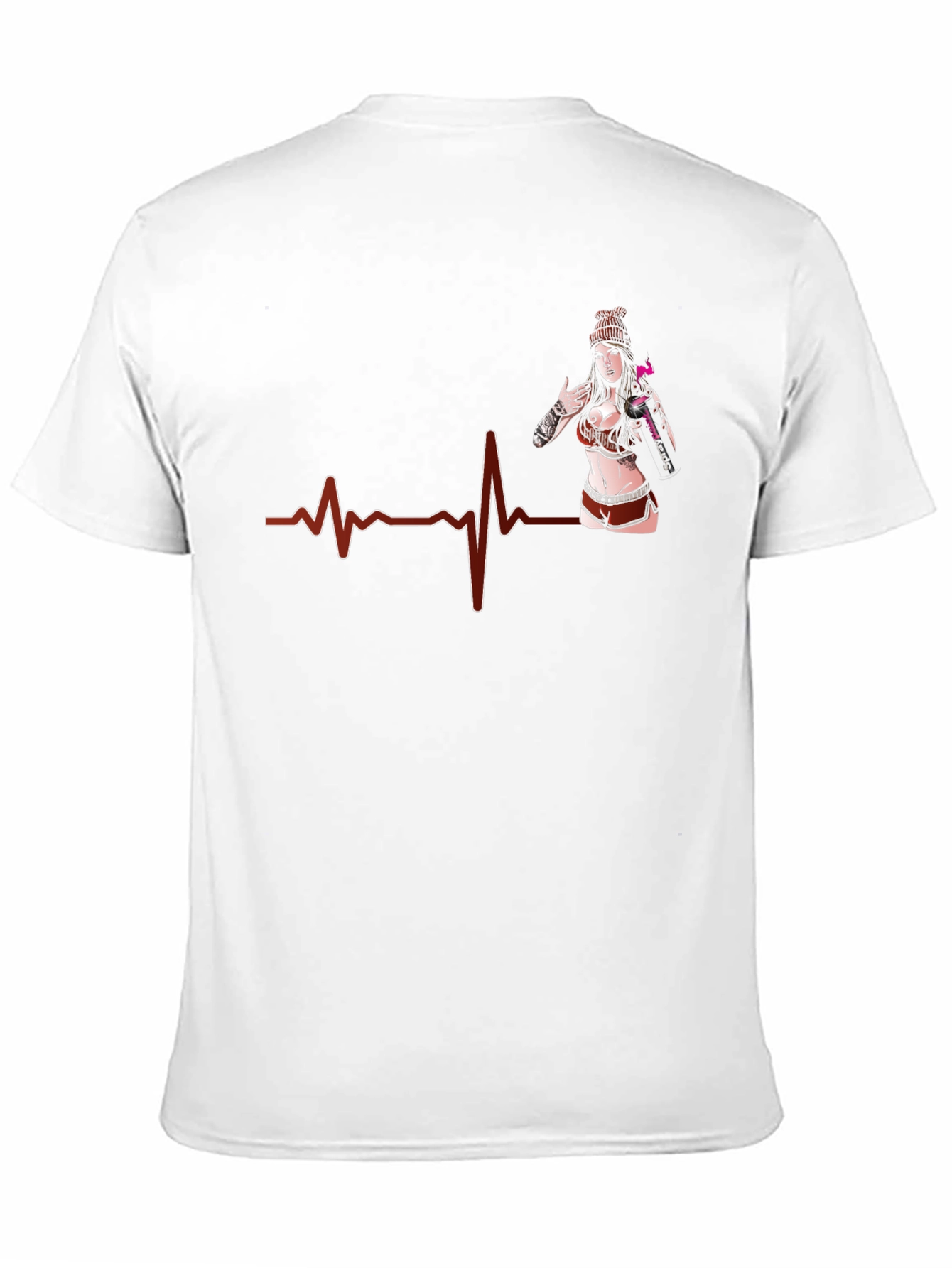 Heartbeat Tattoo Girl Graphic Black T-Shirt