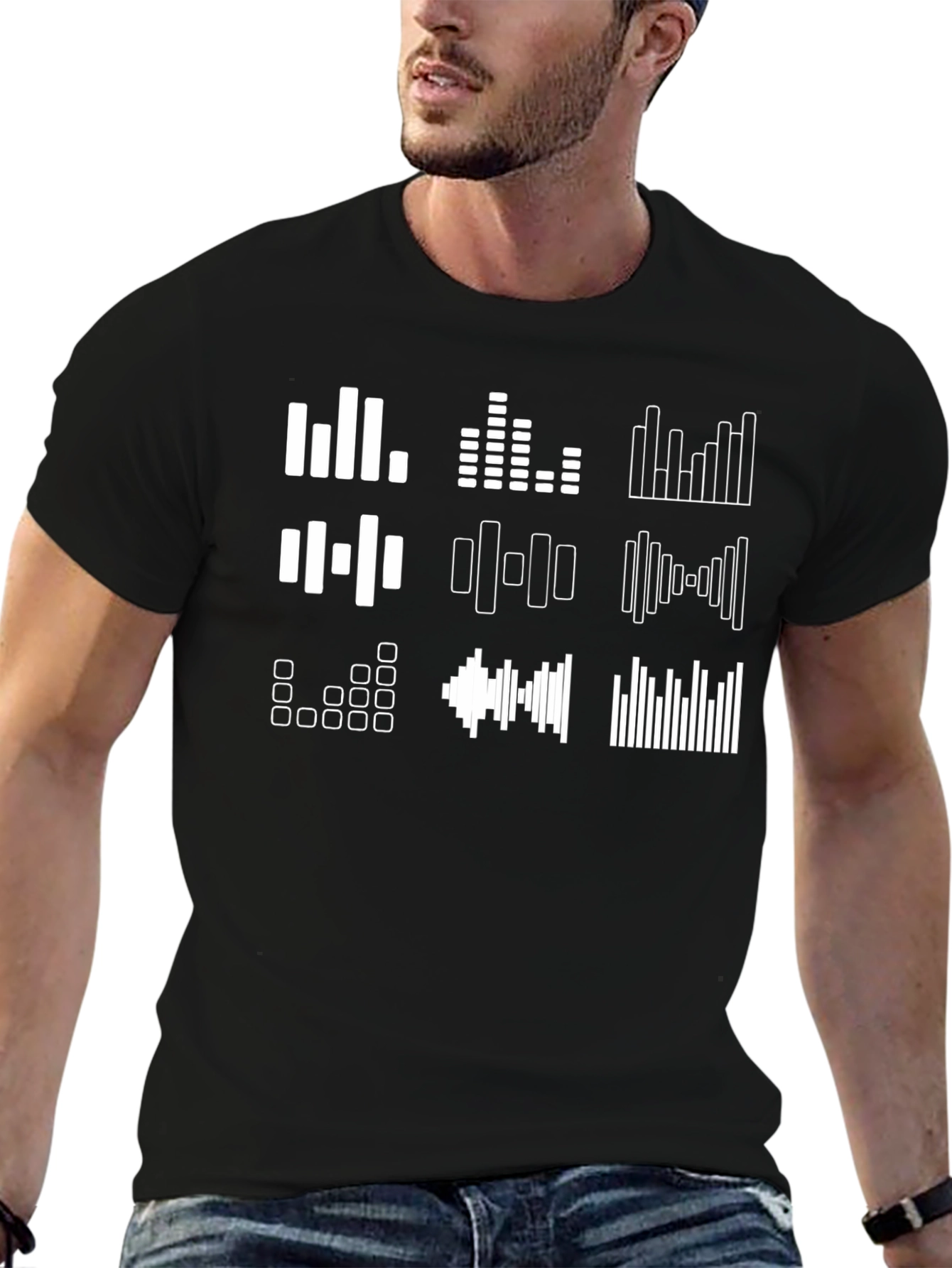 Audio Spectrum Graphic T-Shirt - Black Cotton Tee