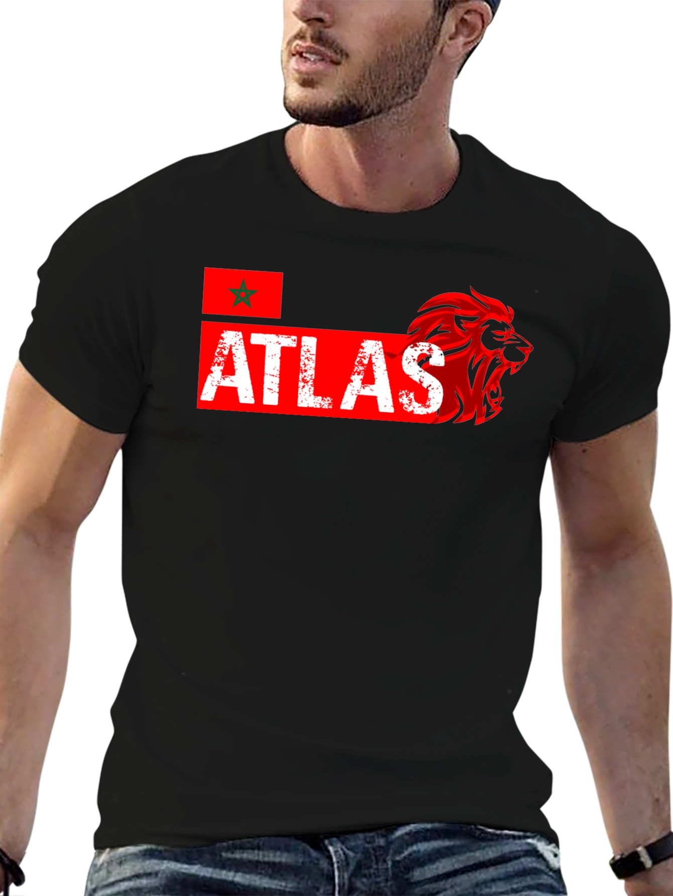 Atlas Lion Graphic Tee - Moroccan Pride