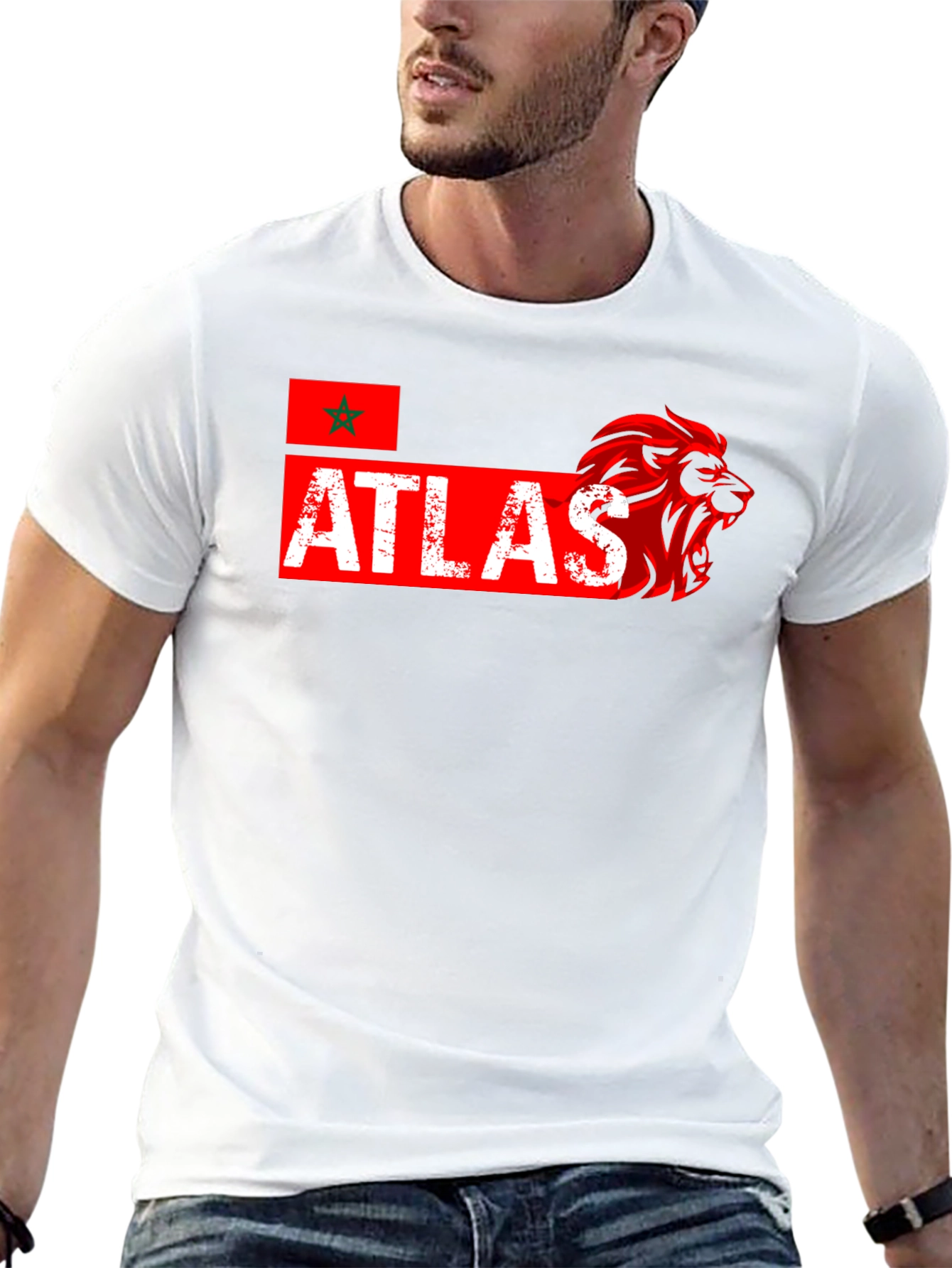 Atlas Lion Graphic Tee - Moroccan Pride
