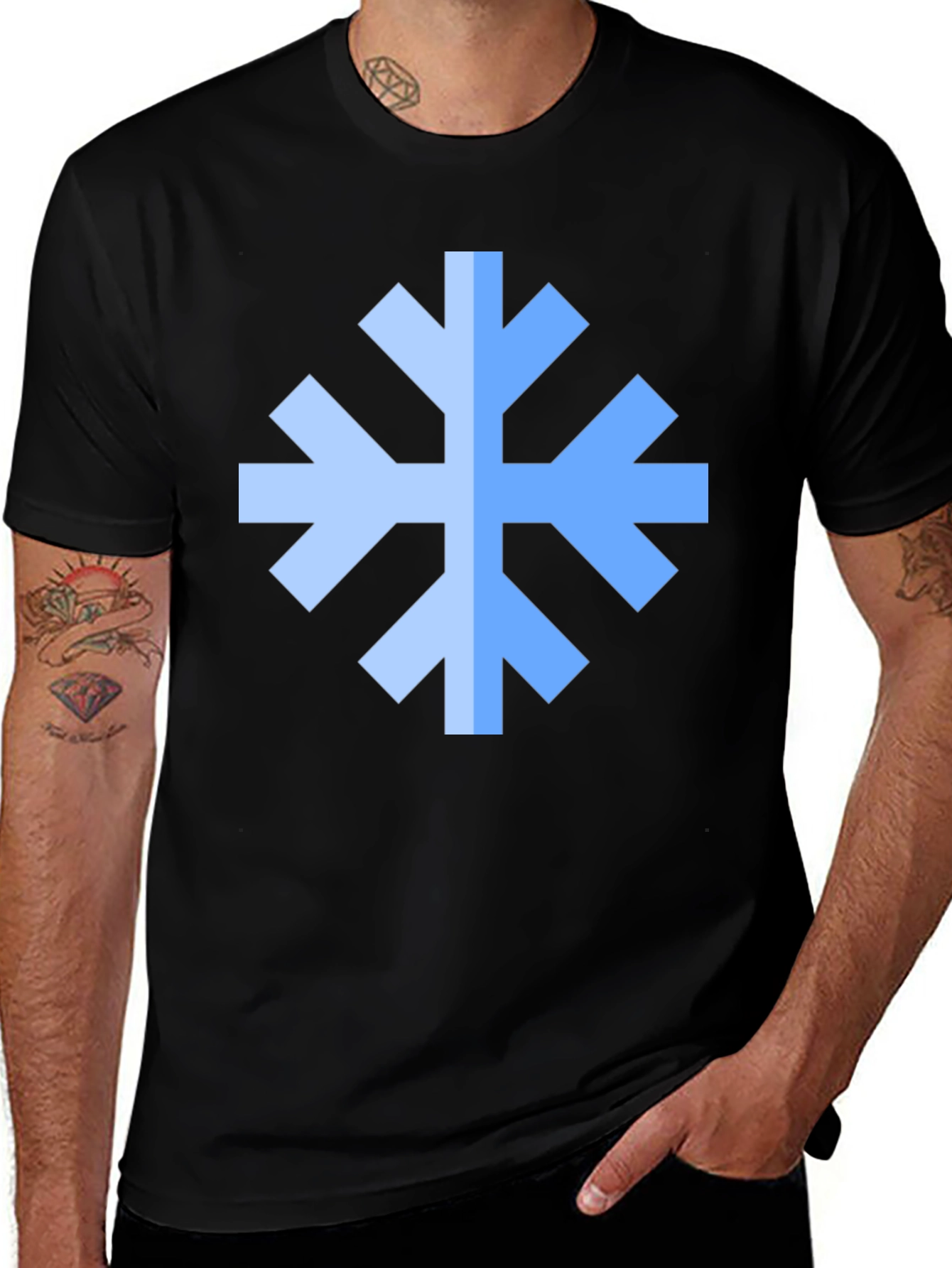 Geometric Snowflake Black T-Shirt