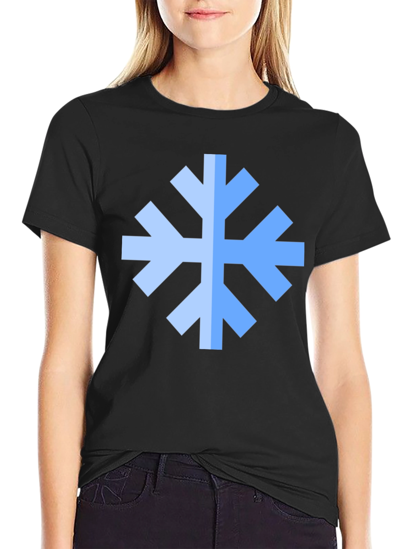 Geometric Snowflake Black T-Shirt