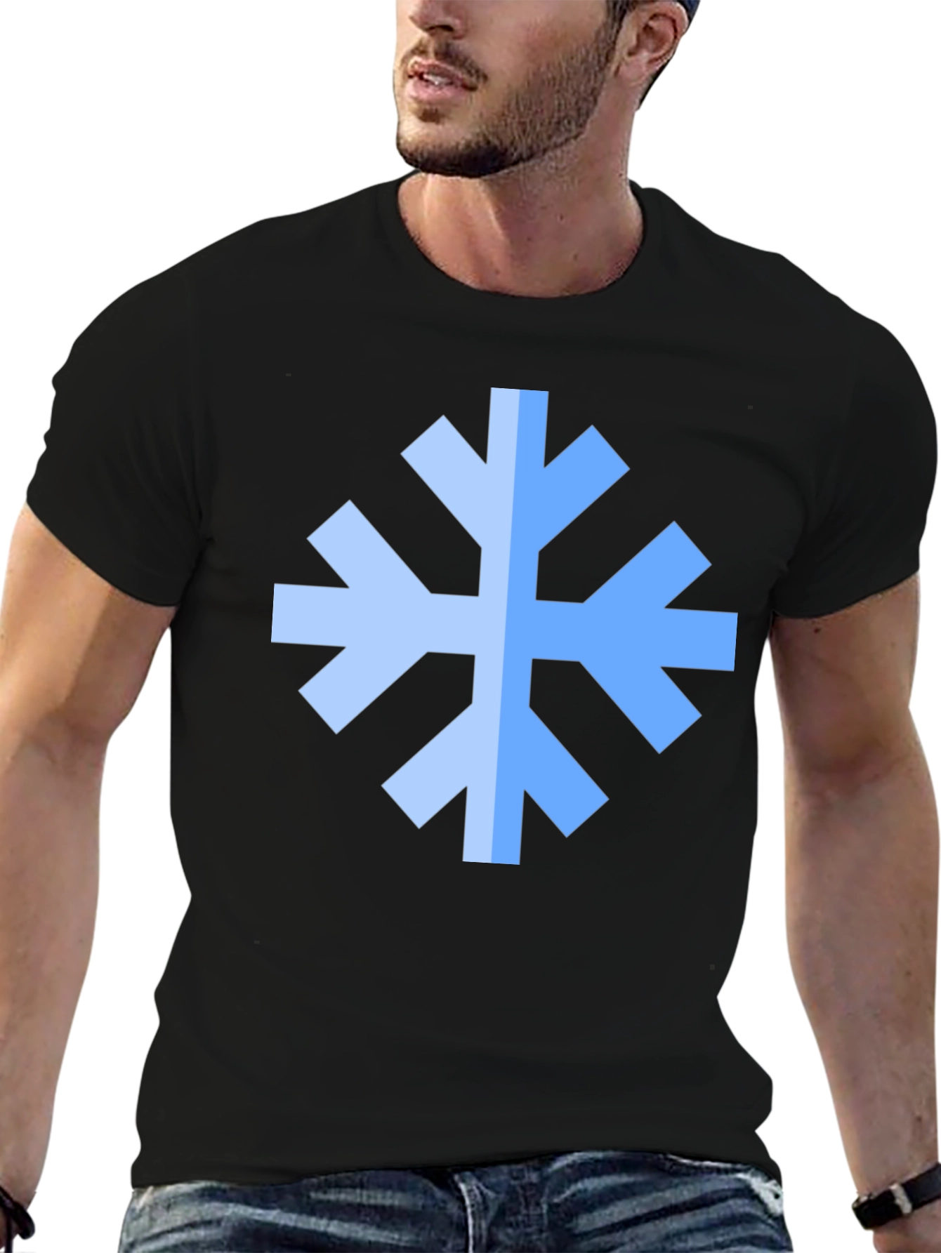 Geometric Snowflake Black T-Shirt