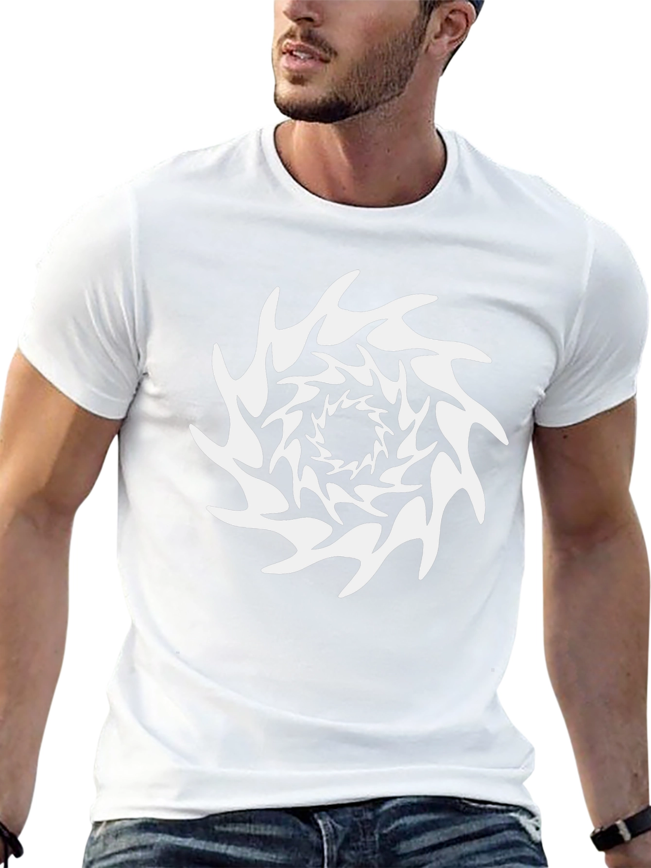 Abstract Swirl Graphic Tee - Black Cotton Blend