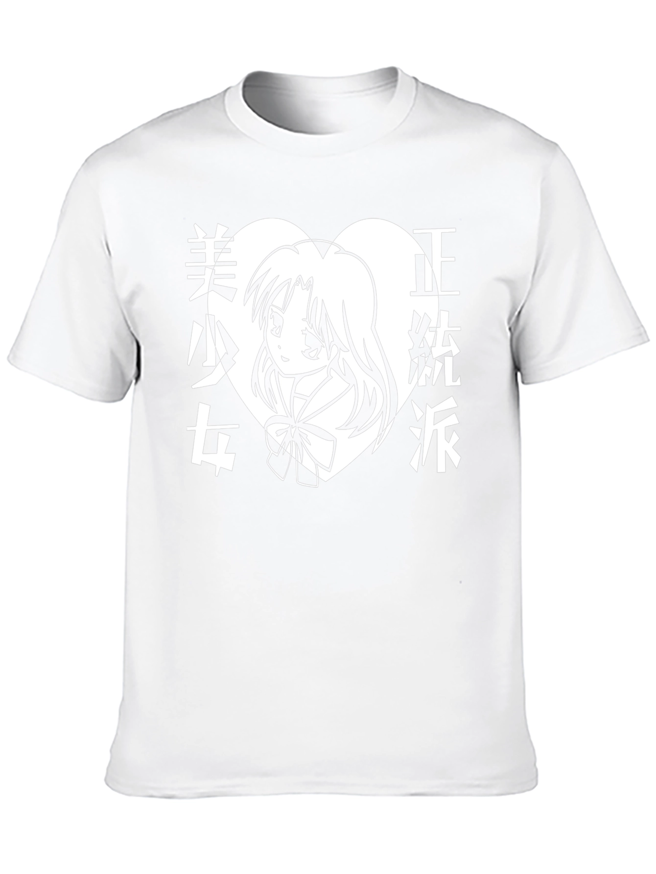Anime Girl Heart Graphic Black T-Shirt