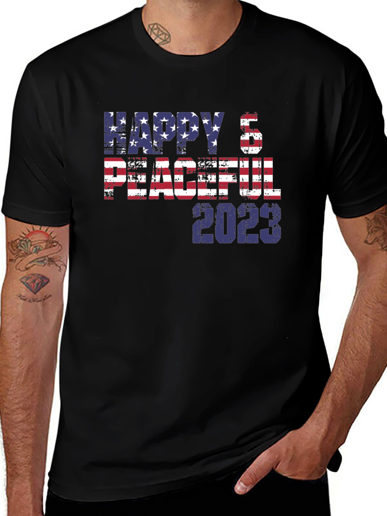 Happy & Peaceful 2023 Patriotic T-Shirt