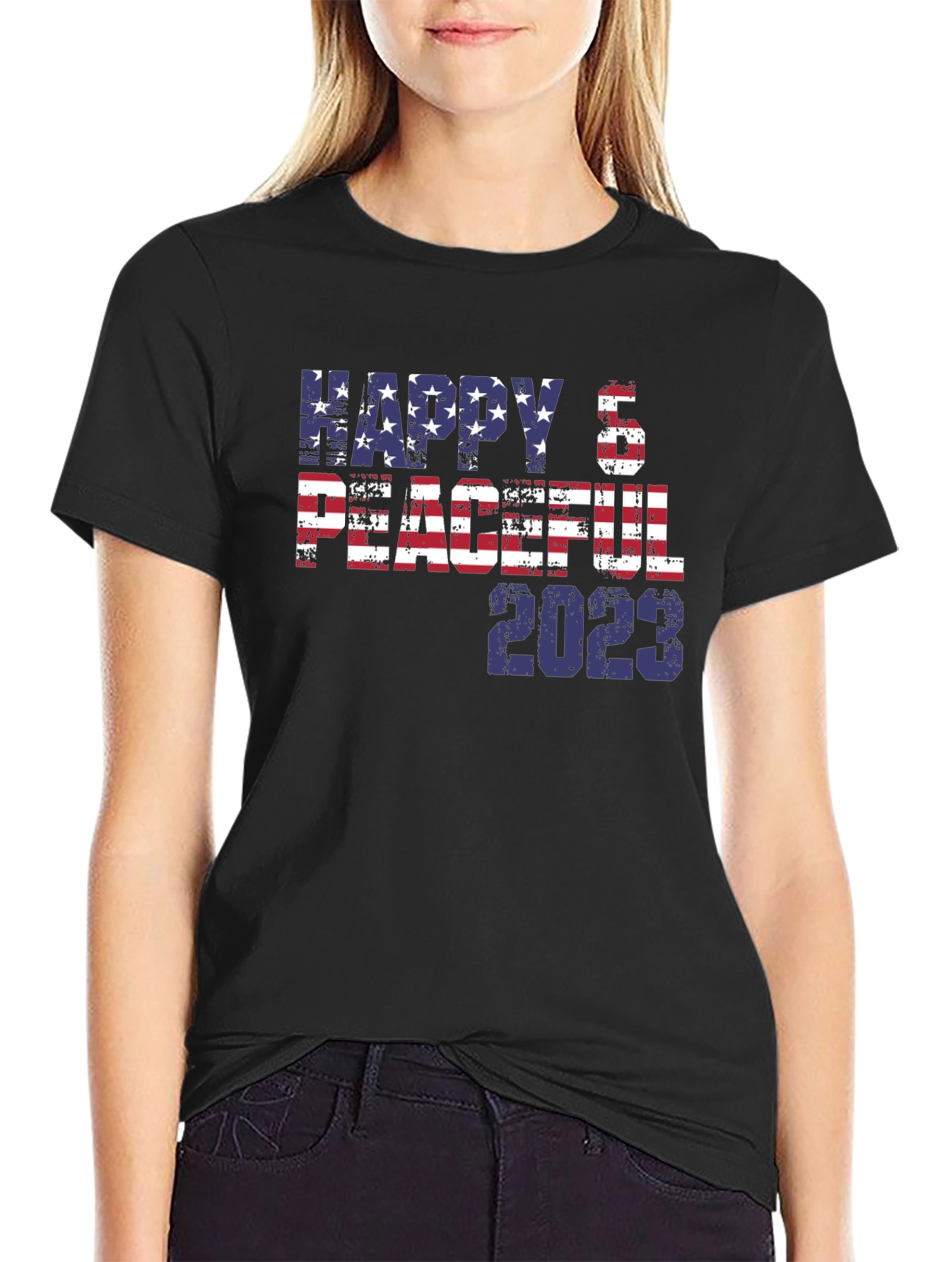 Happy & Peaceful 2023 Patriotic T-Shirt