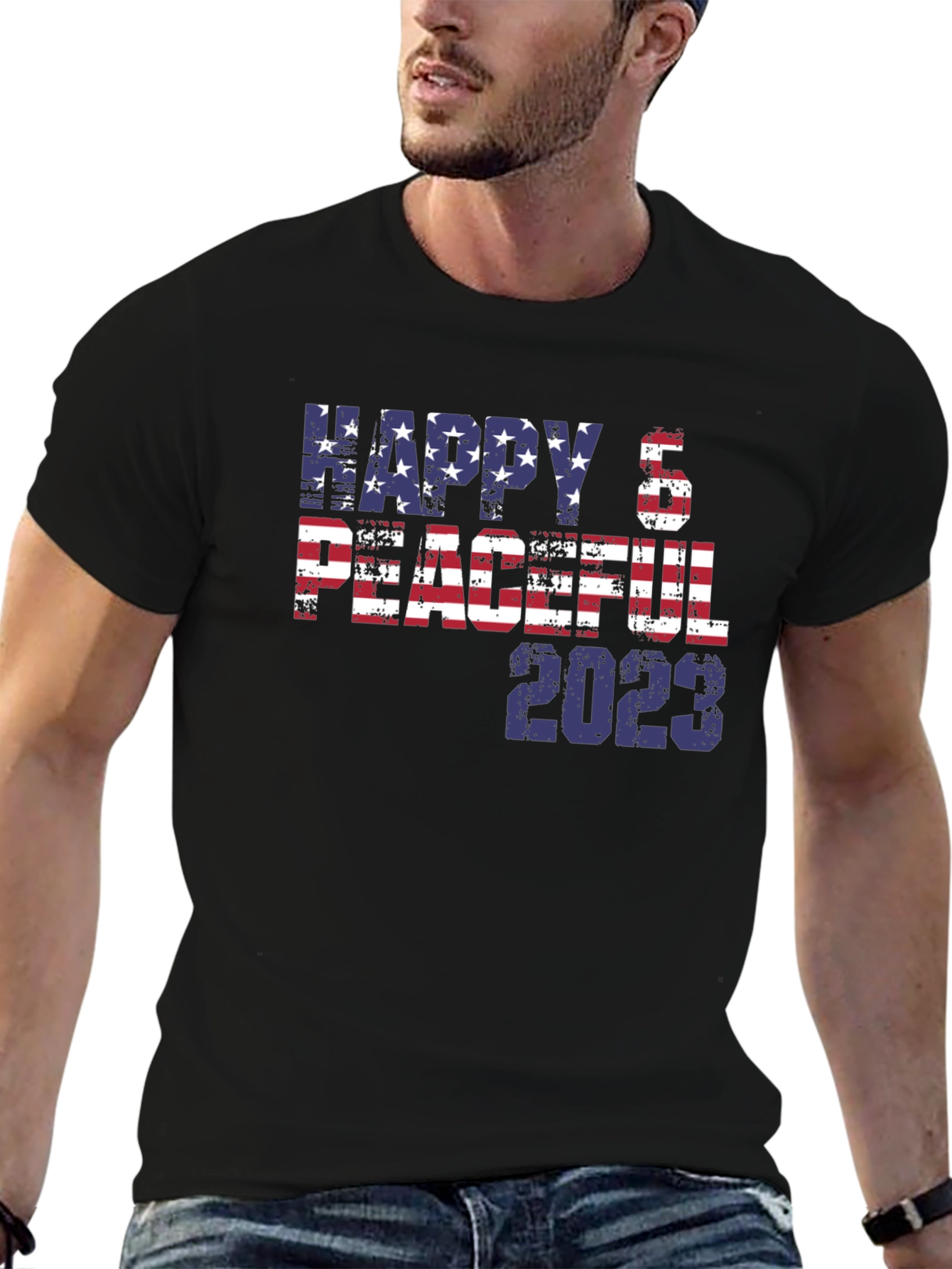 Happy & Peaceful 2023 Patriotic T-Shirt