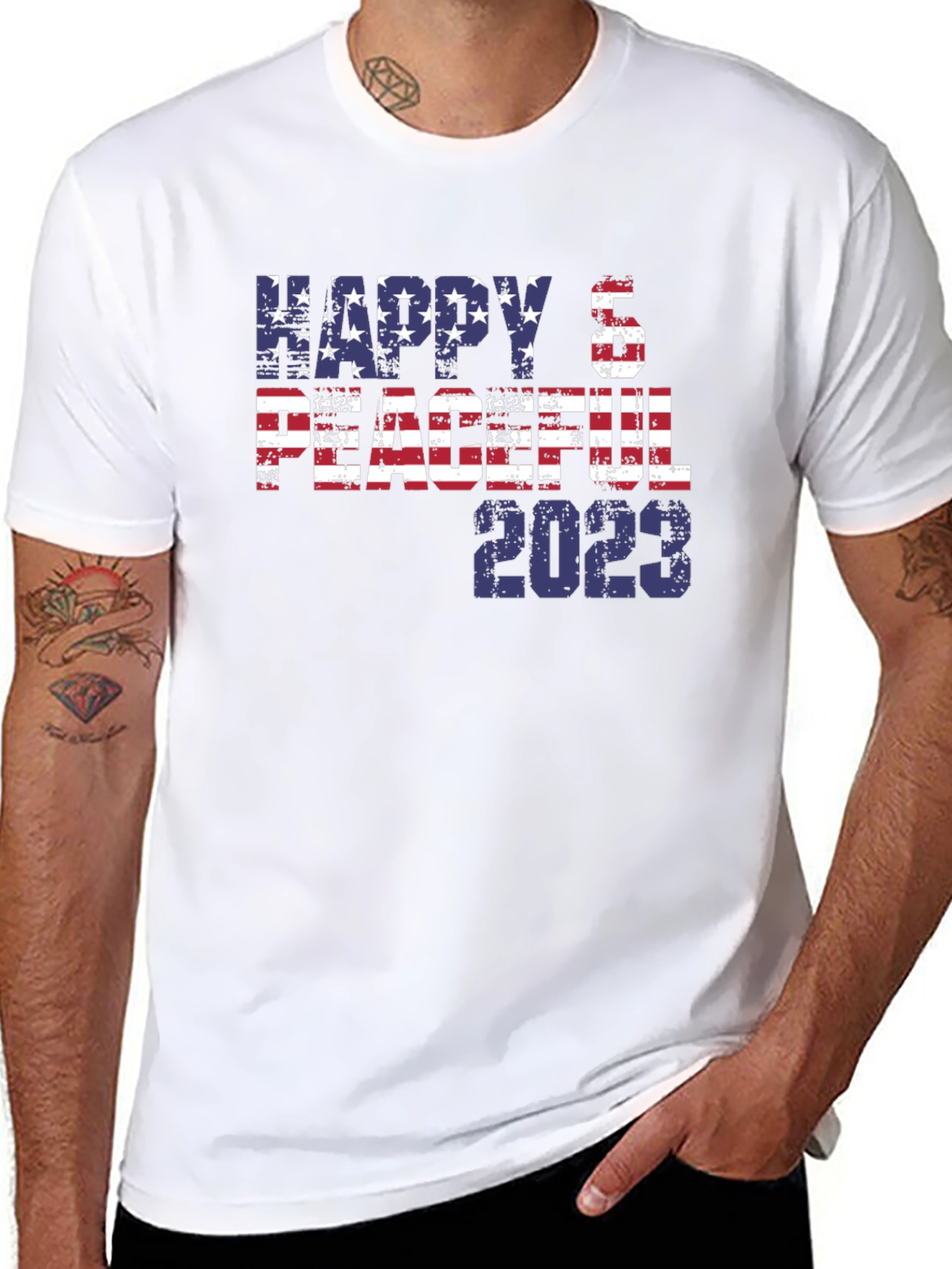 Happy & Peaceful 2023 Patriotic T-Shirt