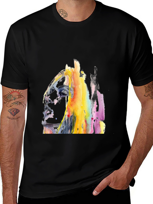 Abstract Watercolor Horse Graphic T-Shirt