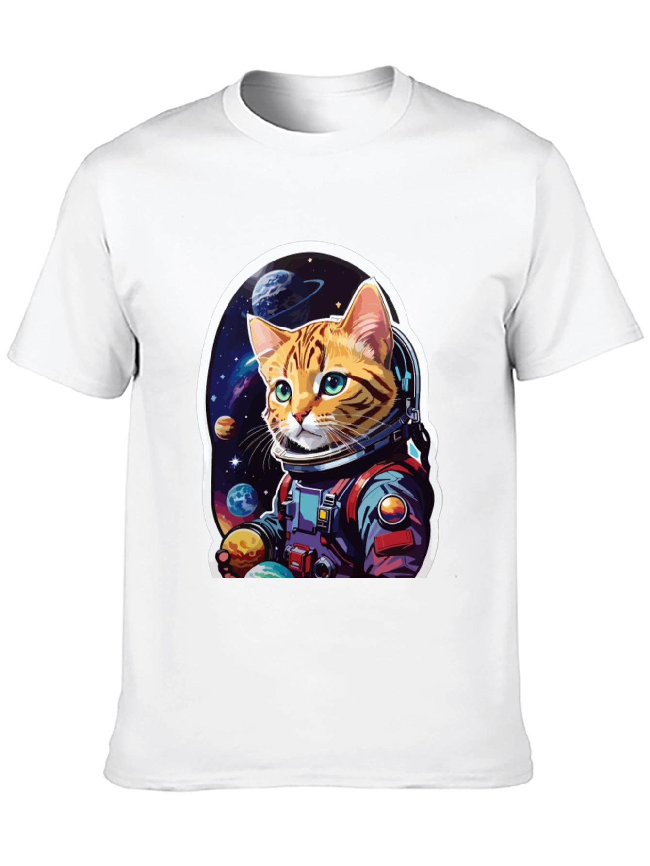 Astronaut Cat Graphic T-Shirt - Space Adventure