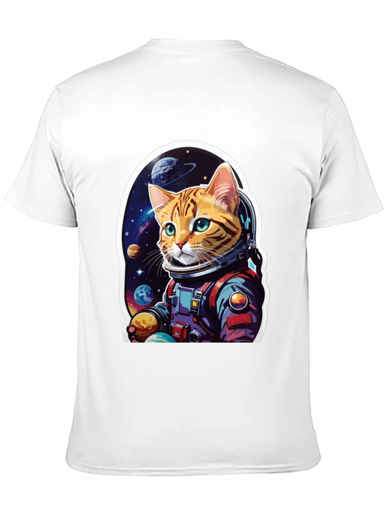 Astronaut Cat Graphic T-Shirt - Space Adventure