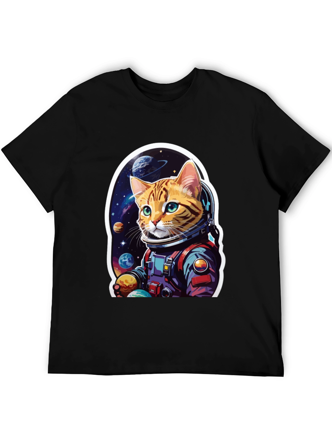 Astronaut Cat Graphic T-Shirt - Space Adventure