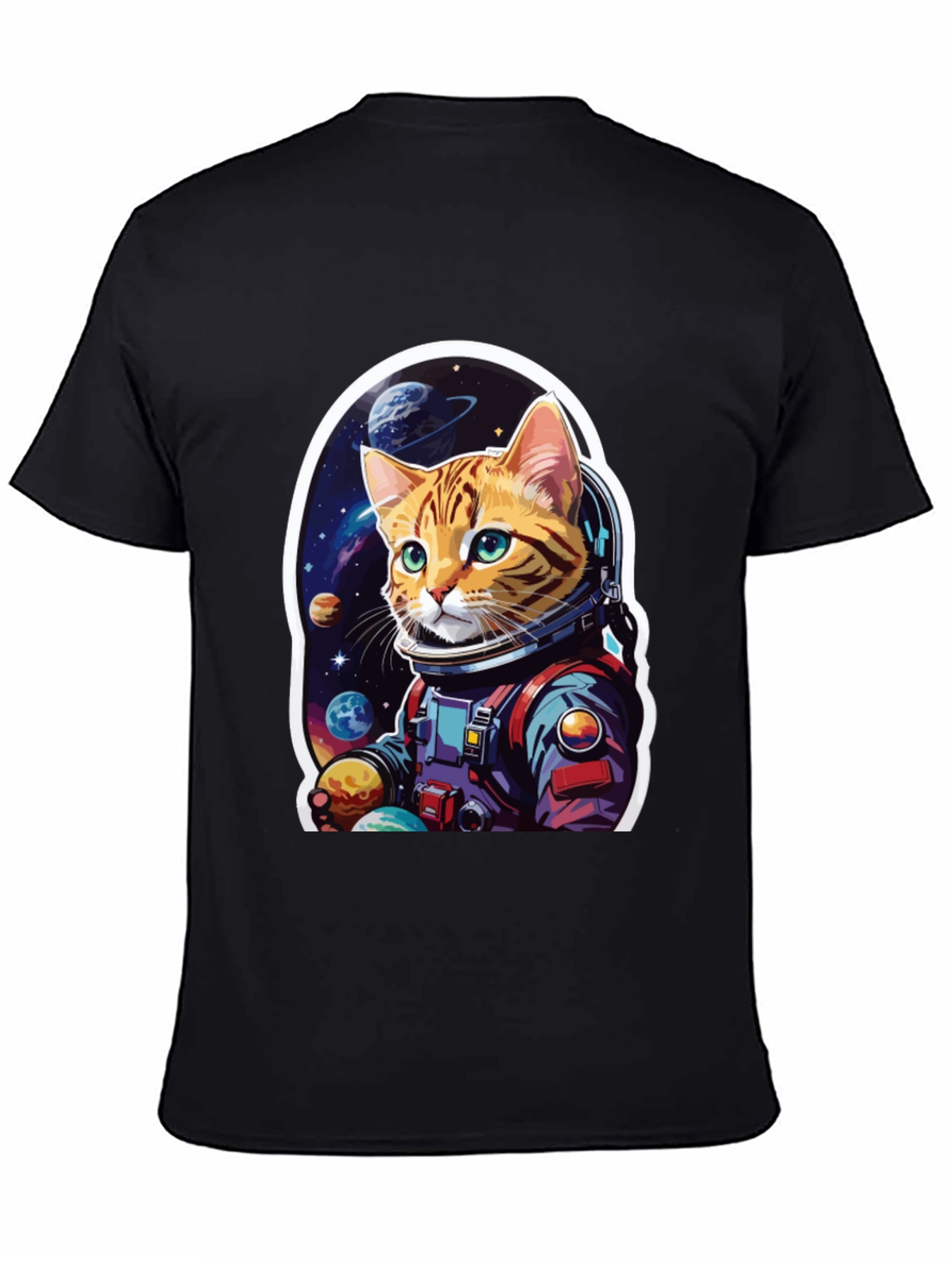 Astronaut Cat Graphic T-Shirt - Space Adventure