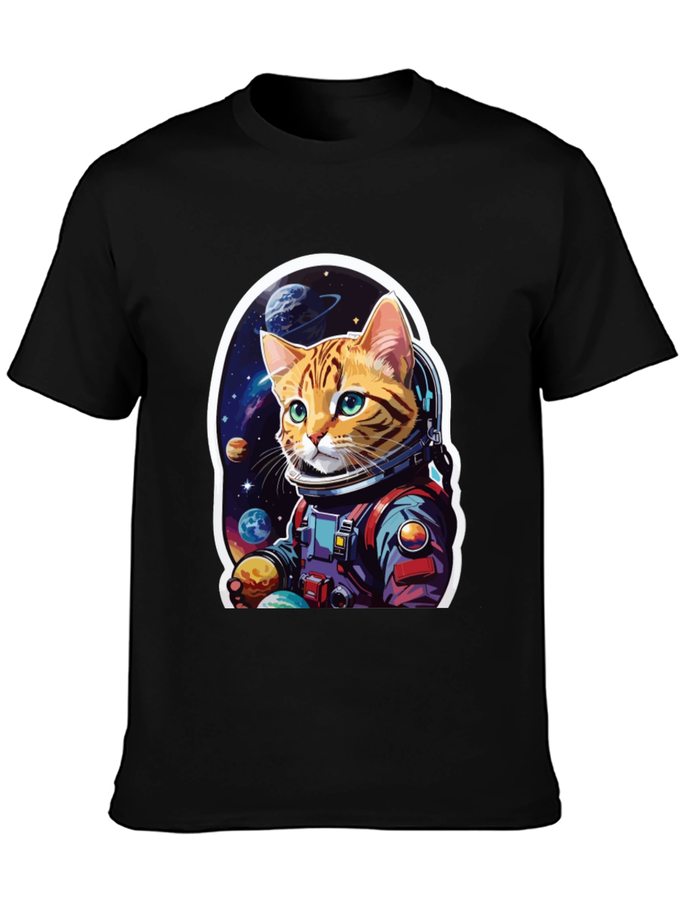 Astronaut Cat Graphic T-Shirt - Space Adventure