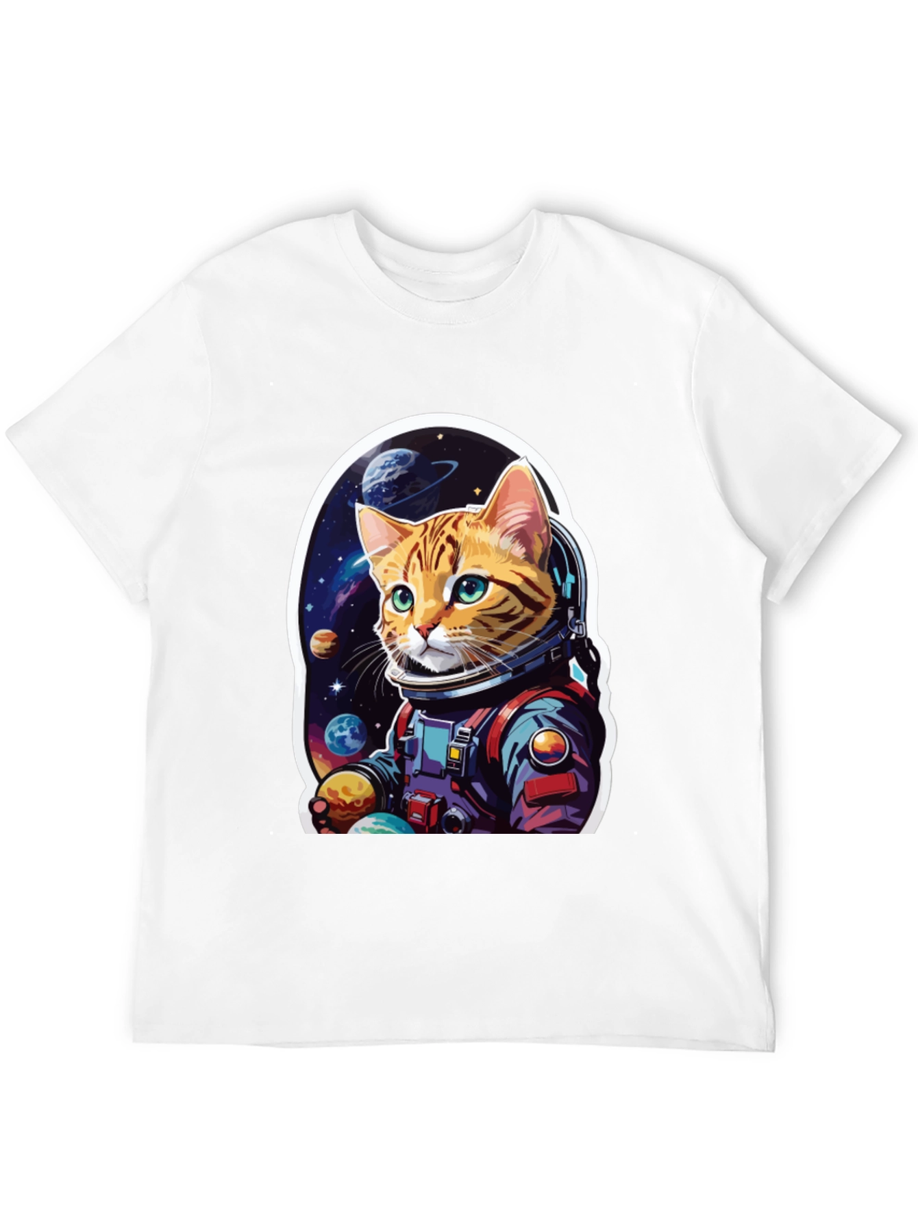 Astronaut Cat Graphic T-Shirt - Space Adventure