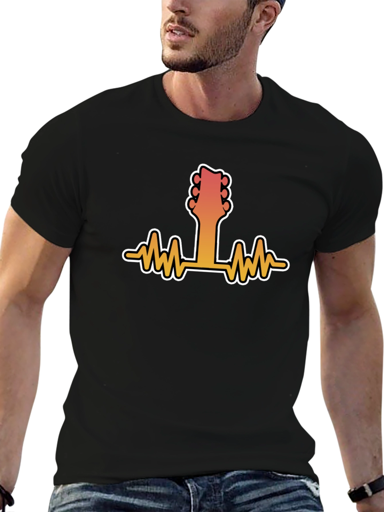 Guitar Heartbeat Graphic Tee - Music Lover Shirt