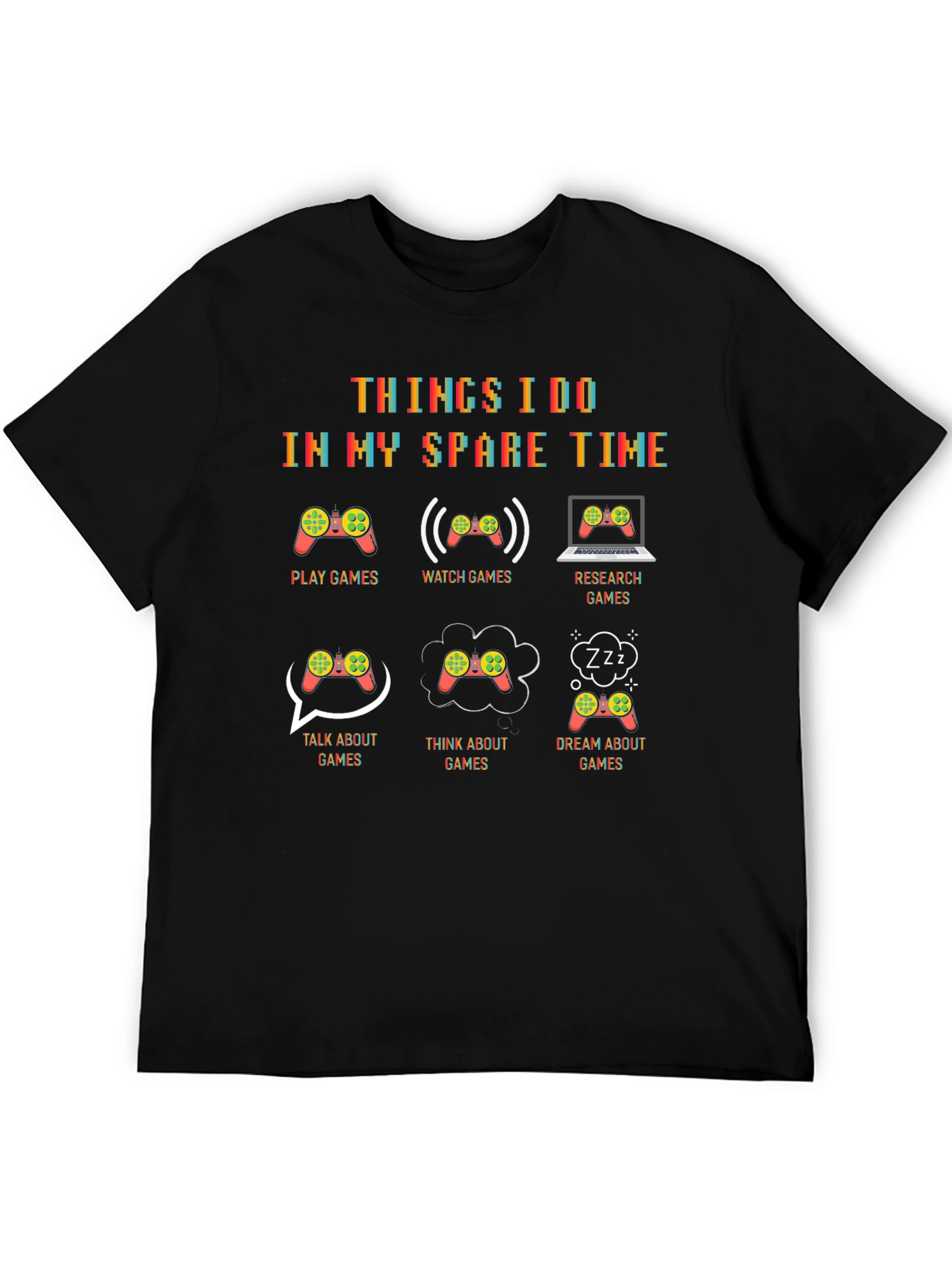 Gamers Spare Time Black T-Shirt