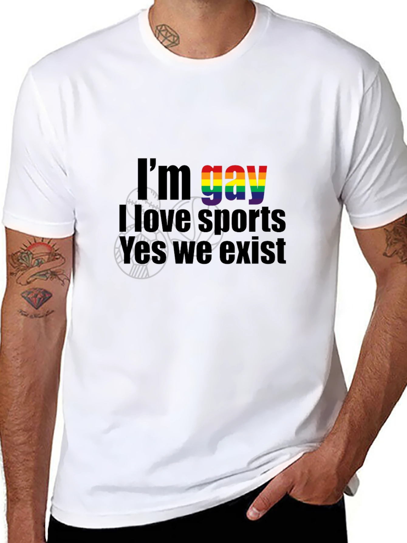 Gay Pride Sports T-Shirt - Rainbow Text