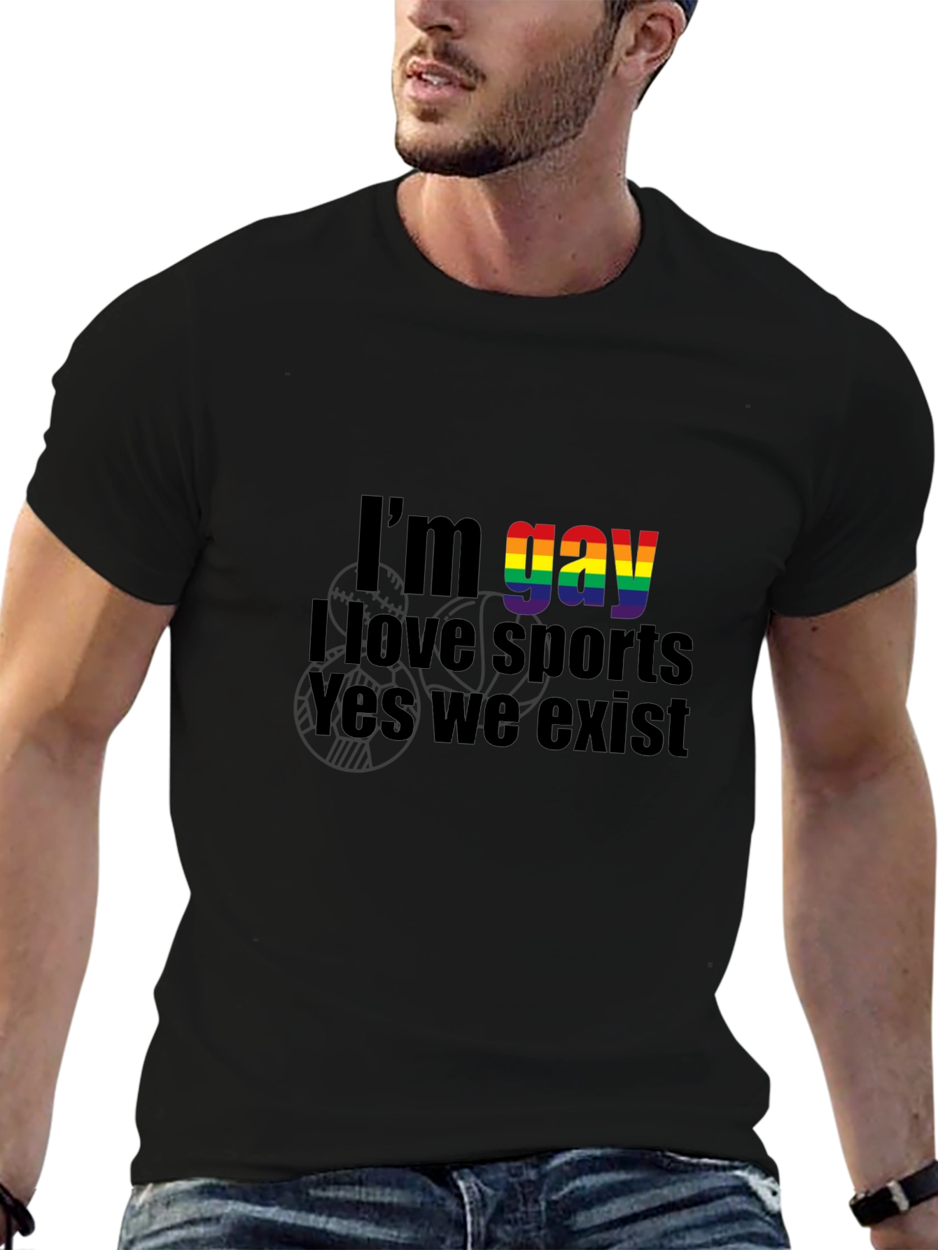 Gay Pride Sports T-Shirt - Rainbow Text