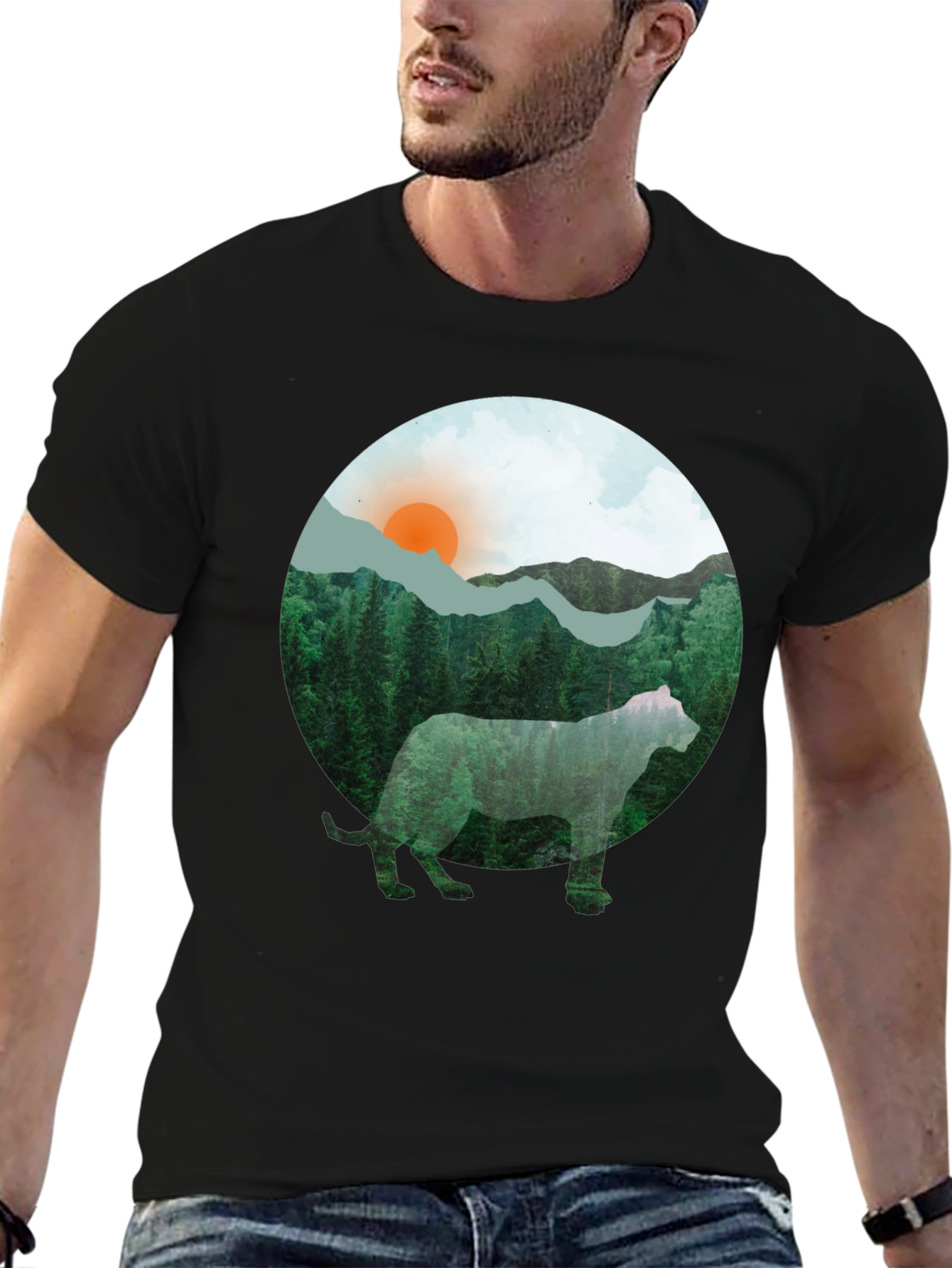 Nature Cat Graphic Tee - Black