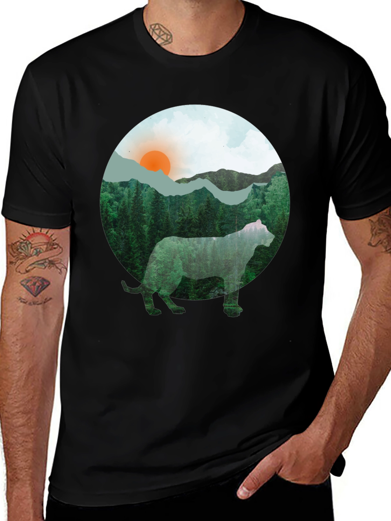 Nature Cat Graphic Tee - Black