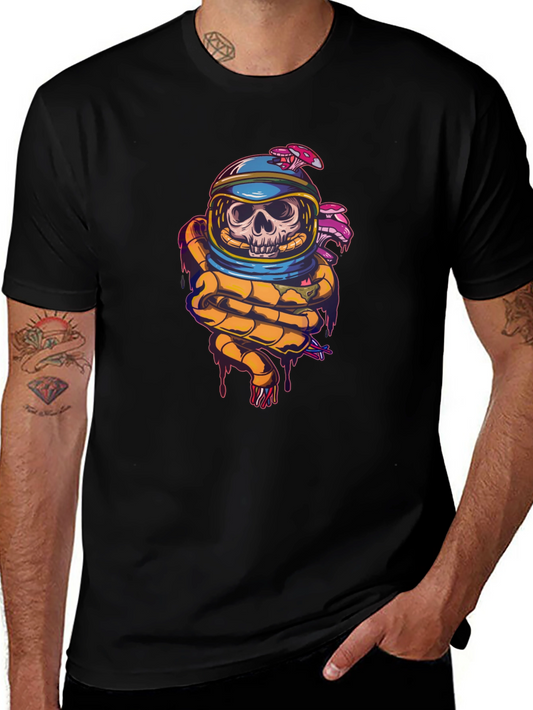 Astronaut Skull Graphic Print T-Shirt