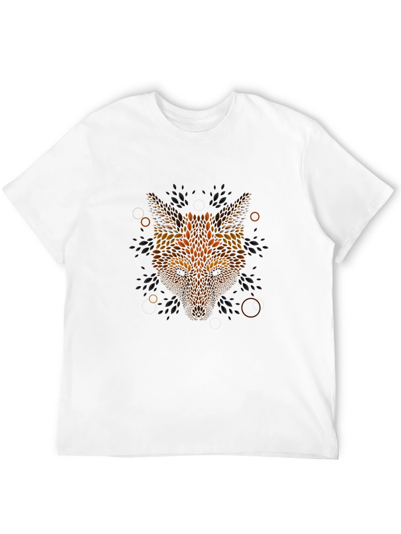 Geometric Fox Head Graphic Black T-Shirt