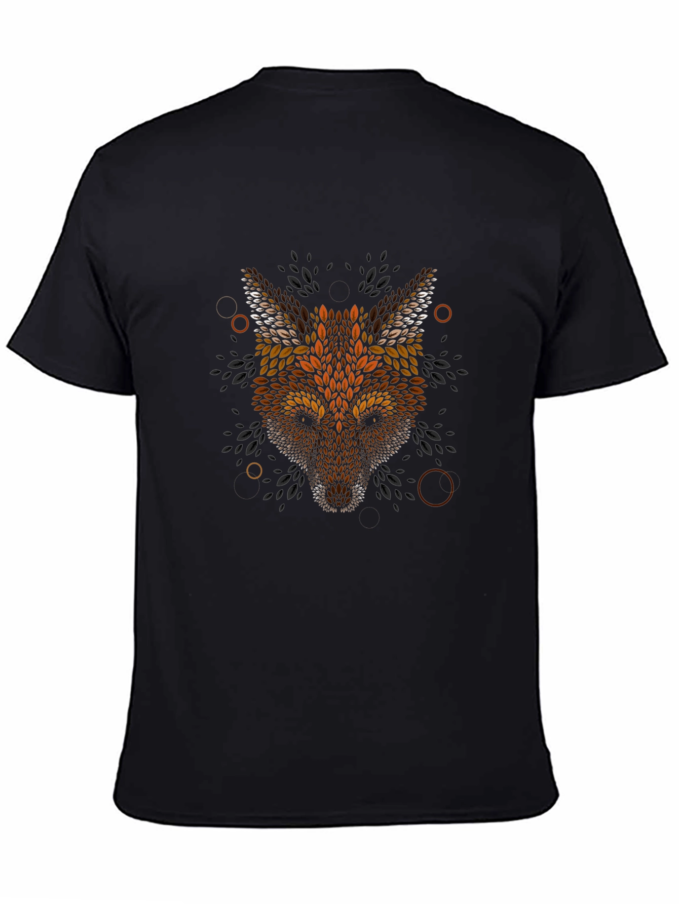 Geometric Fox Head Graphic Black T-Shirt