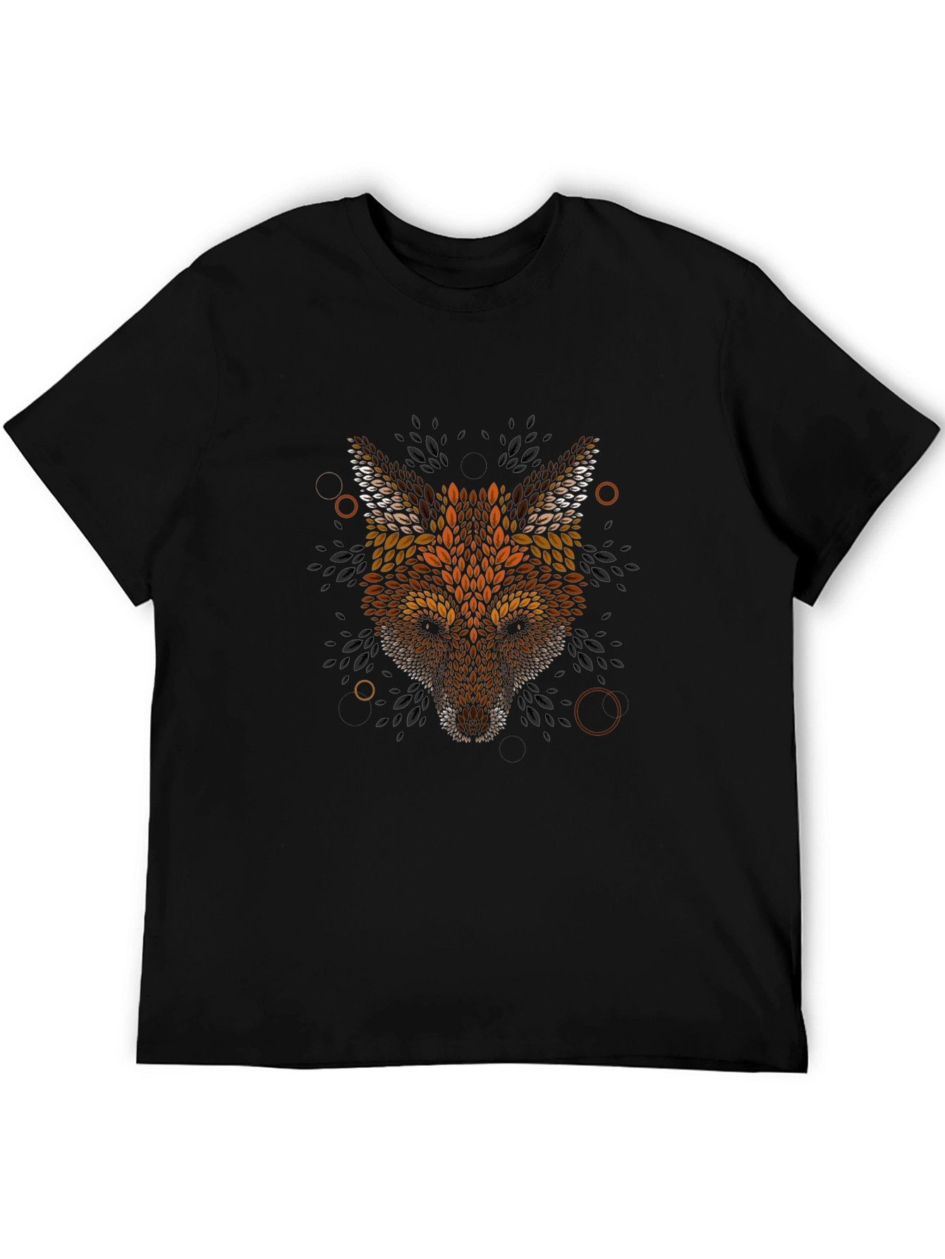 Geometric Fox Head Graphic Black T-Shirt