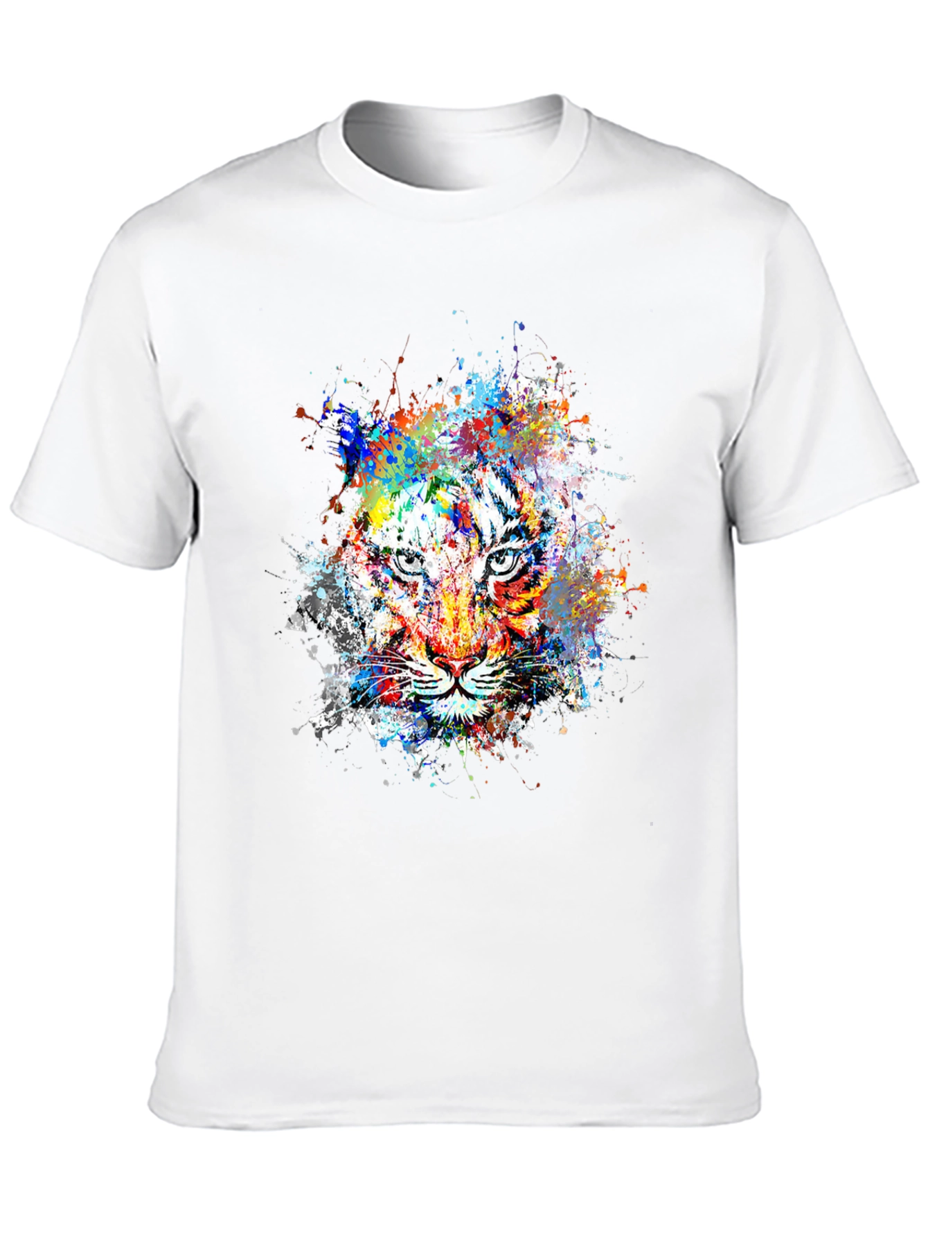 Abstract Tiger Graphic Mens Black T-Shirt