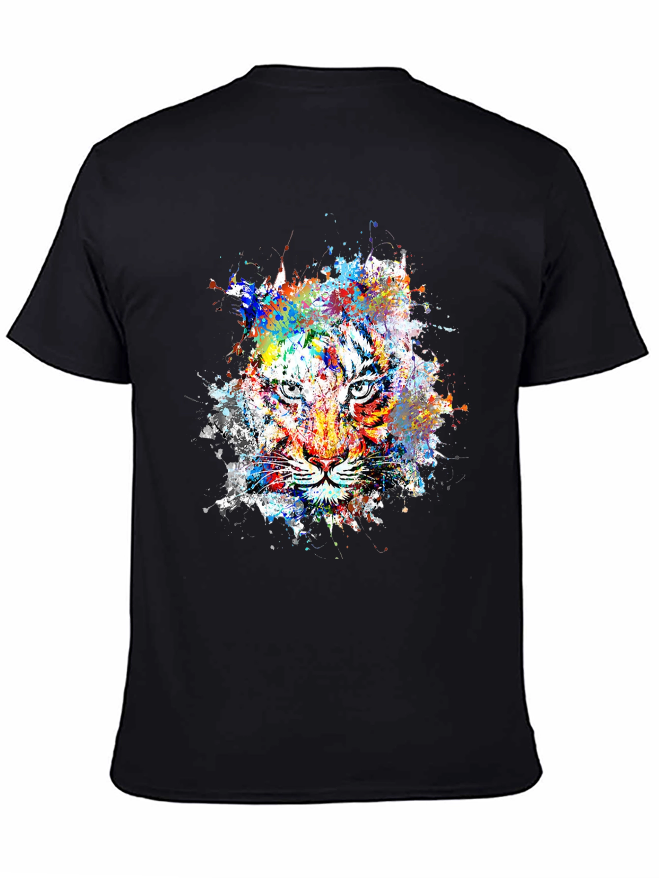 Abstract Tiger Graphic Mens Black T-Shirt