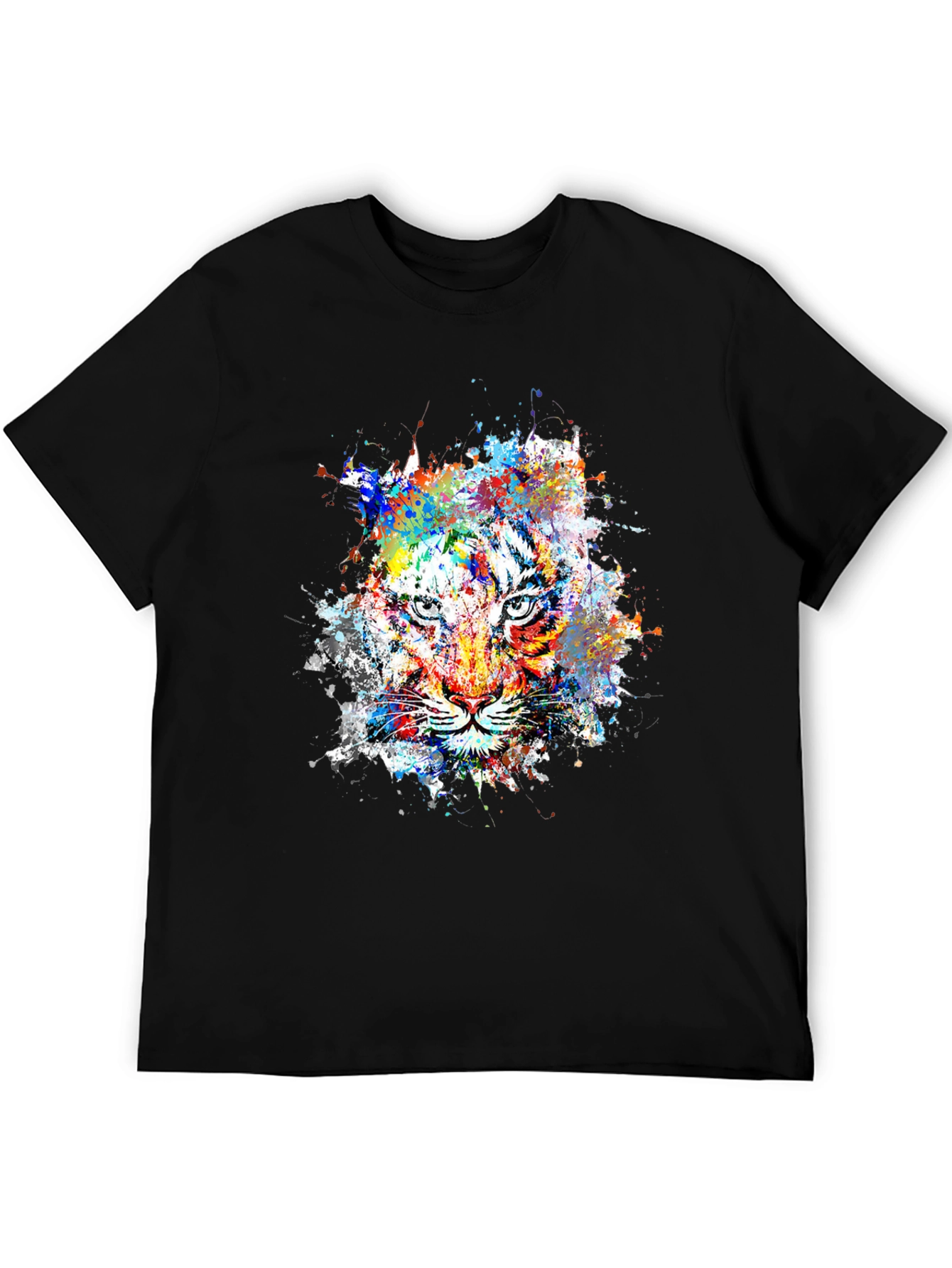 Abstract Tiger Graphic Mens Black T-Shirt
