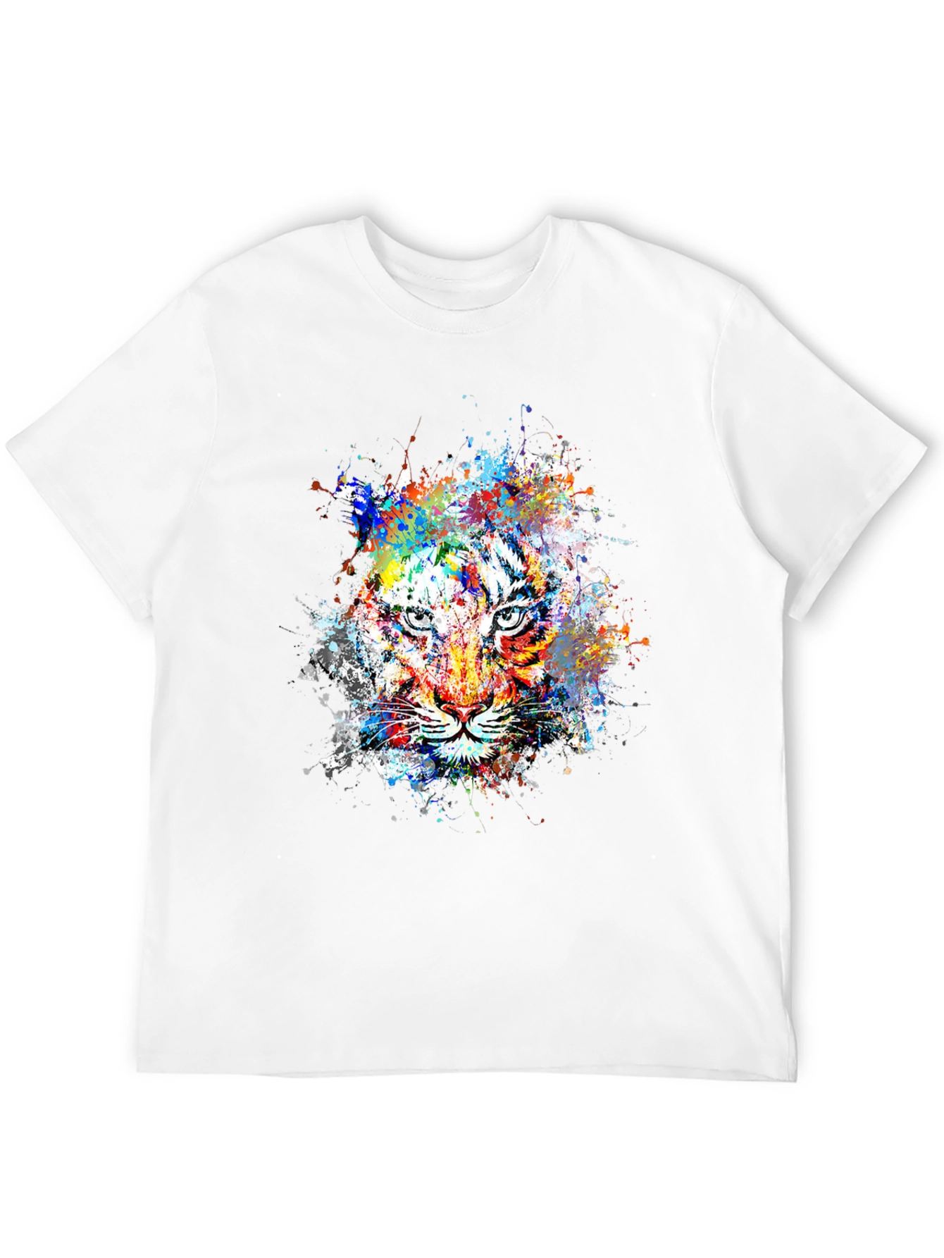 Abstract Tiger Graphic Mens Black T-Shirt