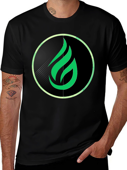 Green Flame Graphic Black Tee